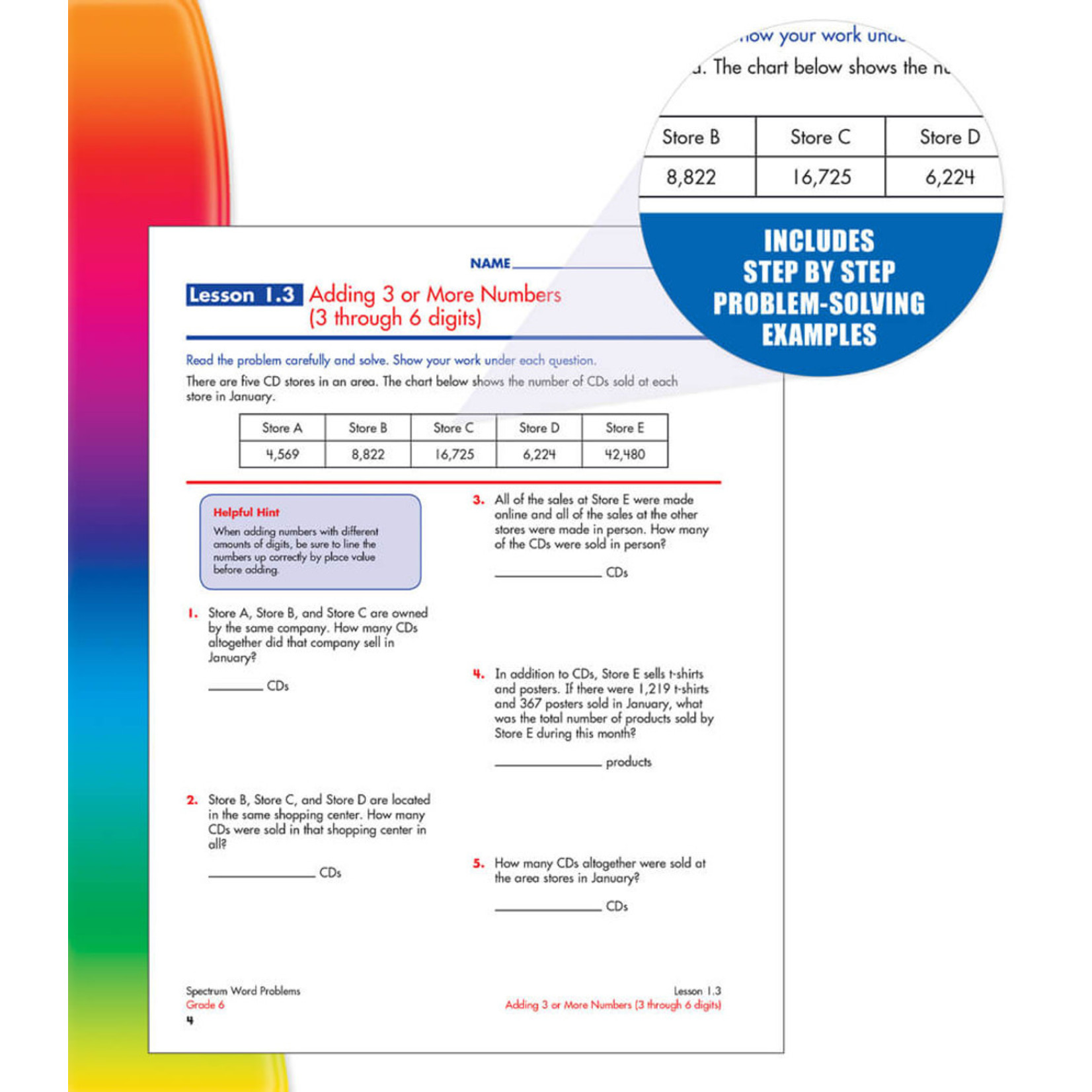 CARSON DELLOSA PUBLISHING CO Spectrum Word Problems Workbook Grade 6