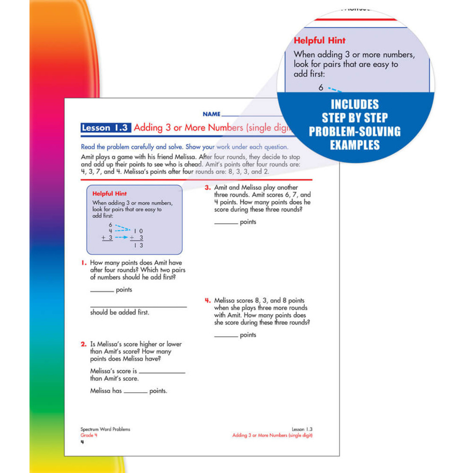 CARSON DELLOSA PUBLISHING CO Spectrum Word Problems Workbook Grade 4
