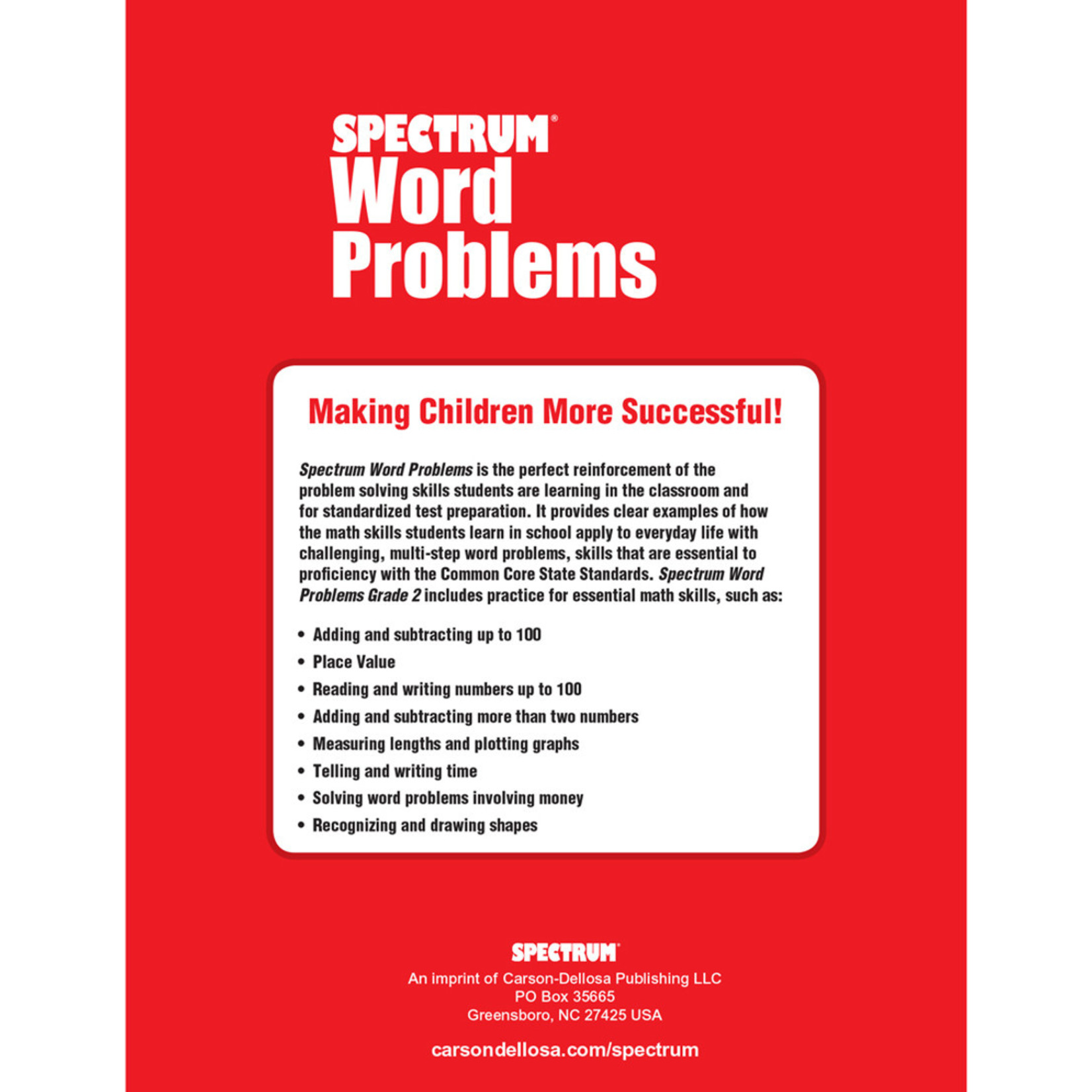 CARSON DELLOSA PUBLISHING CO Spectrum Word Problems Workbook Grade 2