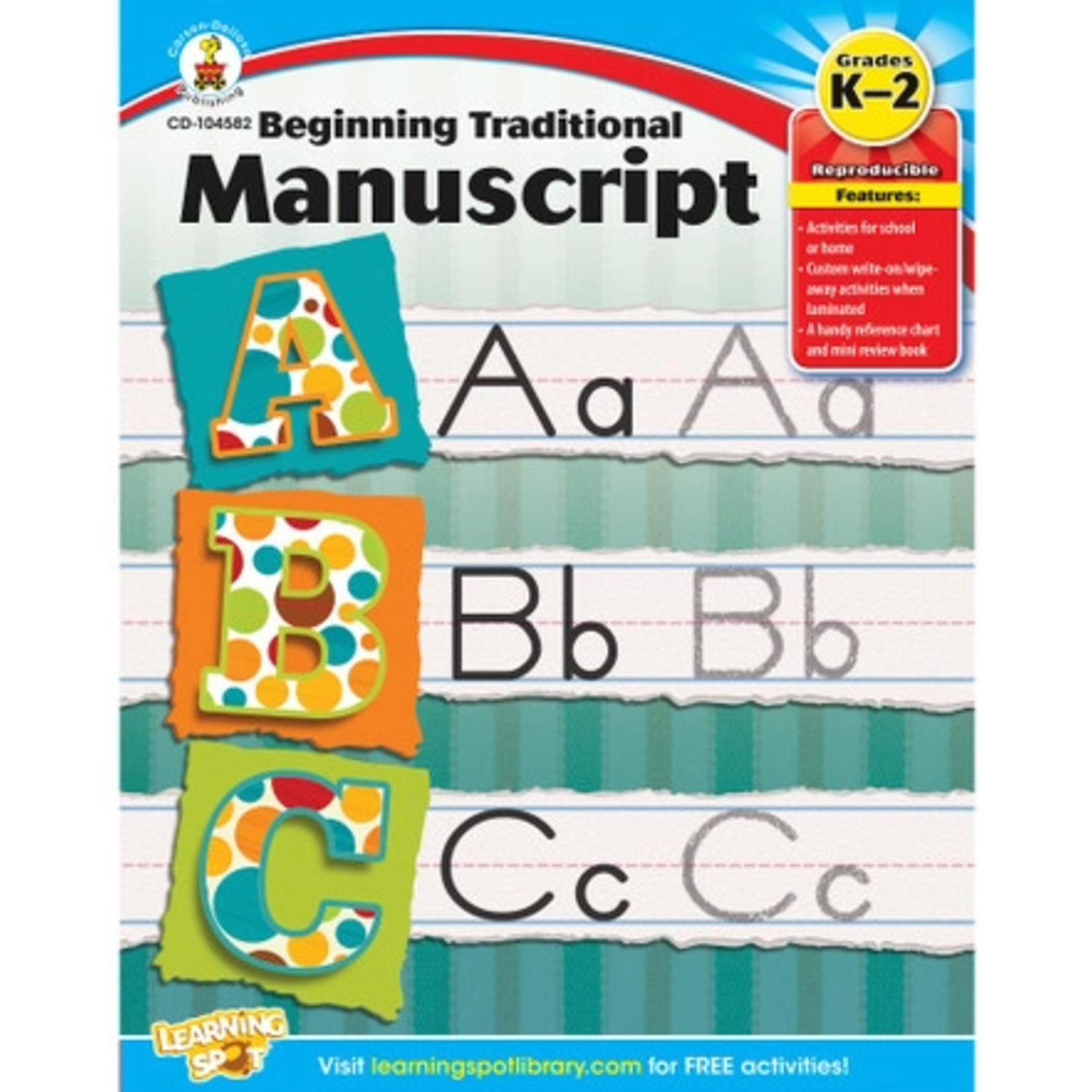 CARSON DELLOSA PUBLISHING CO Beginning Traditional Manuscript Workbook Grade K-2