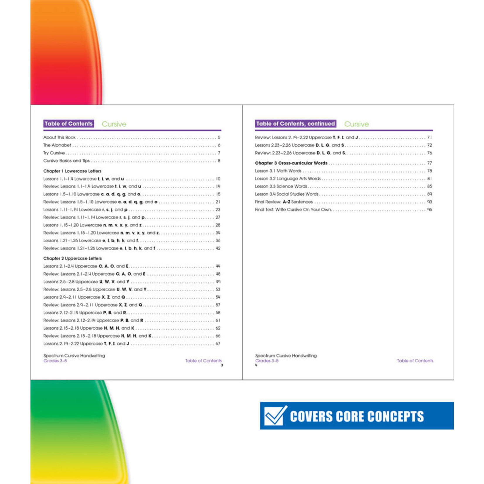 CARSON DELLOSA PUBLISHING CO Spectrum Cursive Handwriting Workbook Grade 3-5