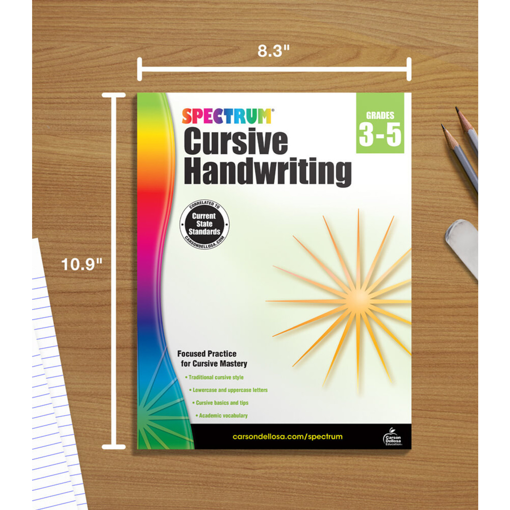 CARSON DELLOSA PUBLISHING CO Spectrum Cursive Handwriting Workbook Grade 3-5