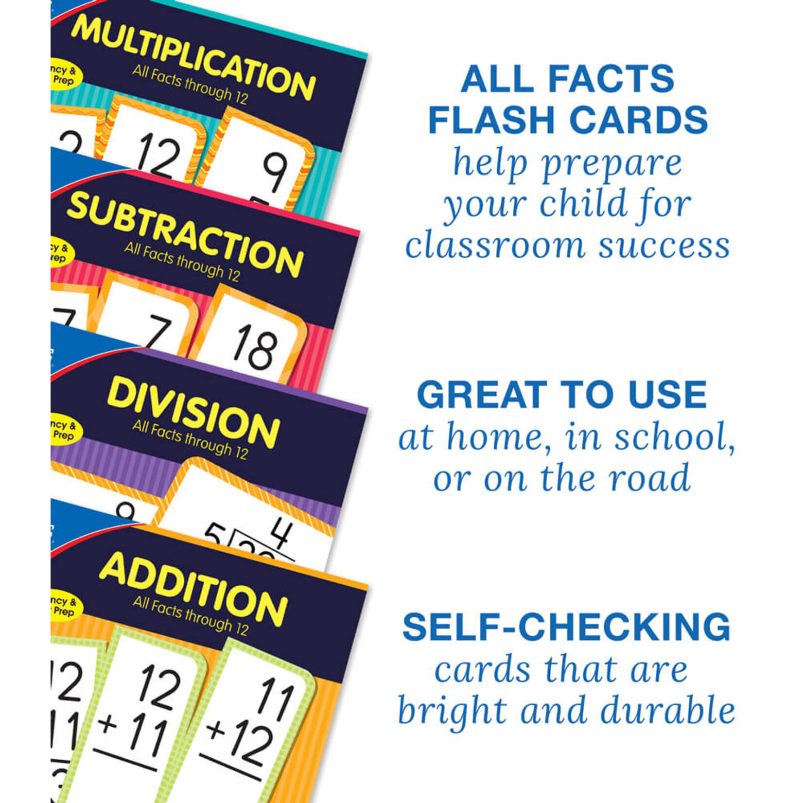 CARSON DELLOSA PUBLISHING CO Subtraction 0-12 Flash Cards Grade 1-3
