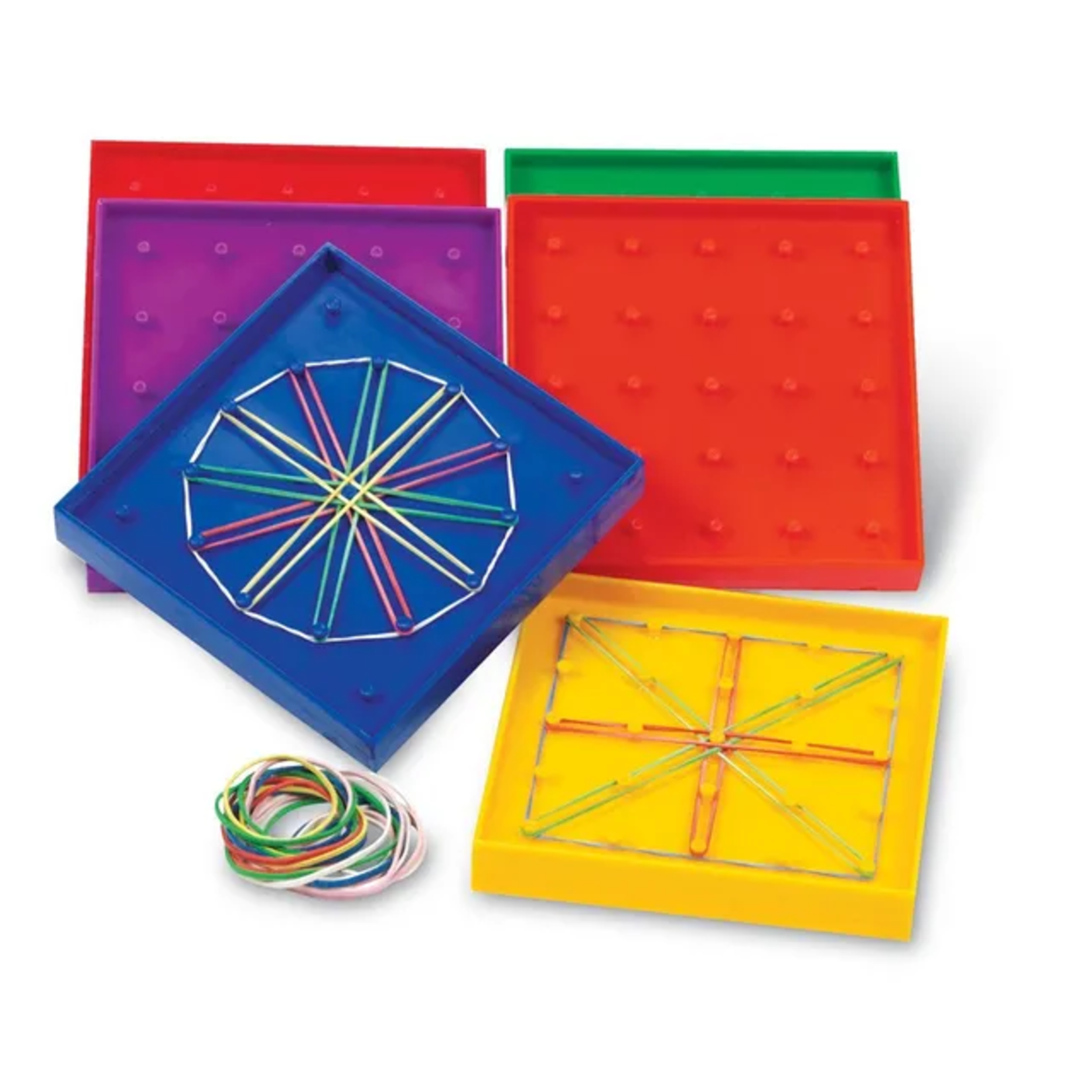 LEARNING RESOURCES INC 5" Assorted Geoboards, 5 x 5 Pin (Set of 6)