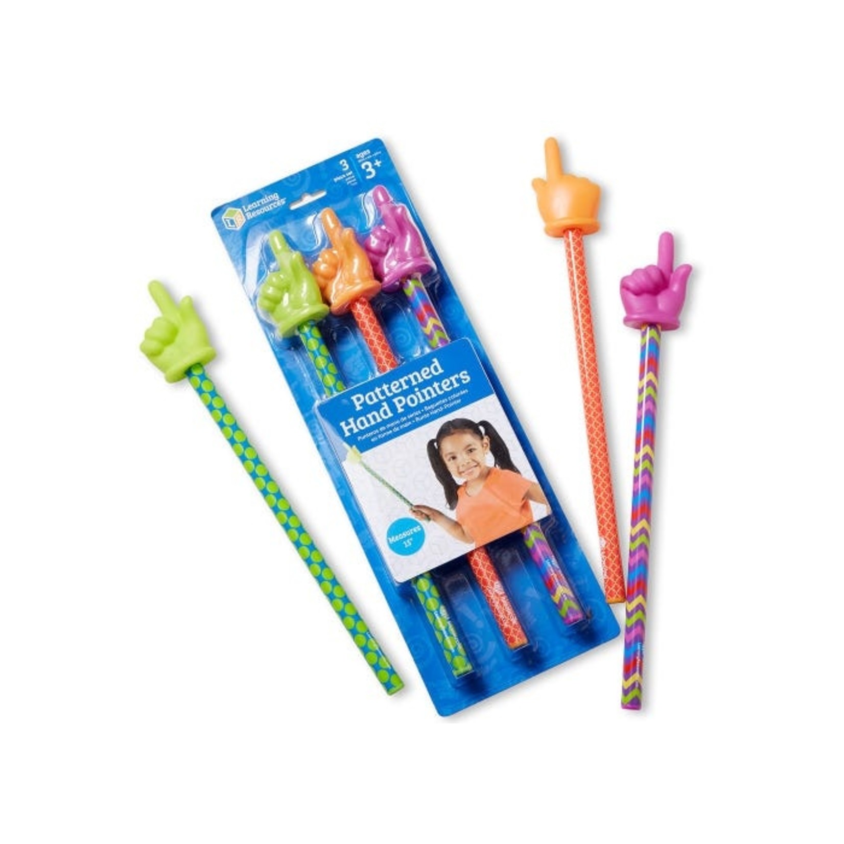 LEARNING RESOURCES INC 15" Patterned Hand Pointers (Set of 3)