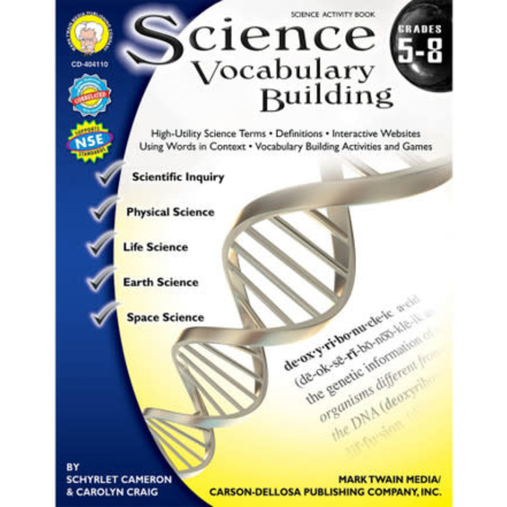 CARSON DELLOSA PUBLISHING CO Science Vocabulary Building Resource Book Grade 5-8