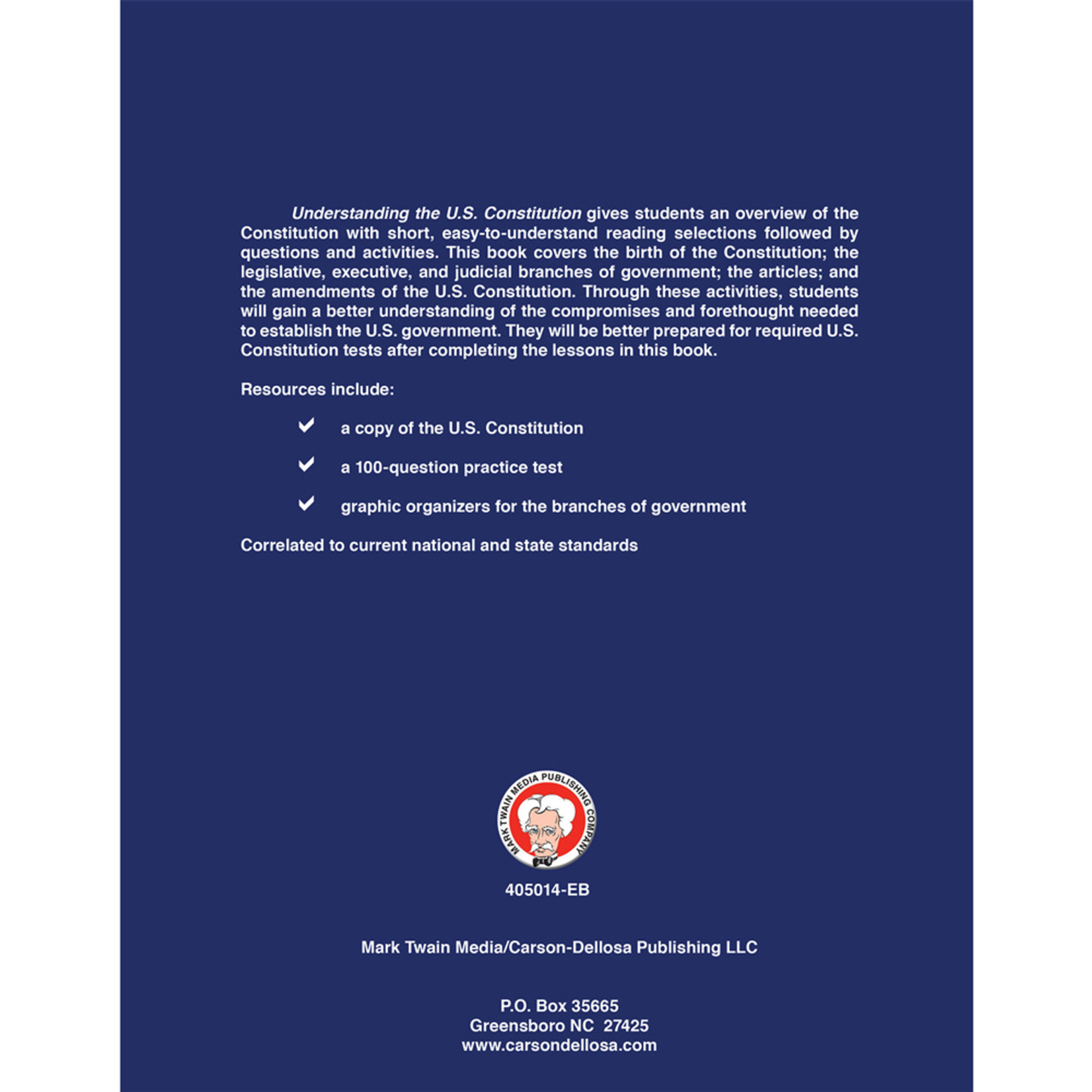 CARSON DELLOSA PUBLISHING CO Understanding the U.S. Constitution Workbook Grade 5-12