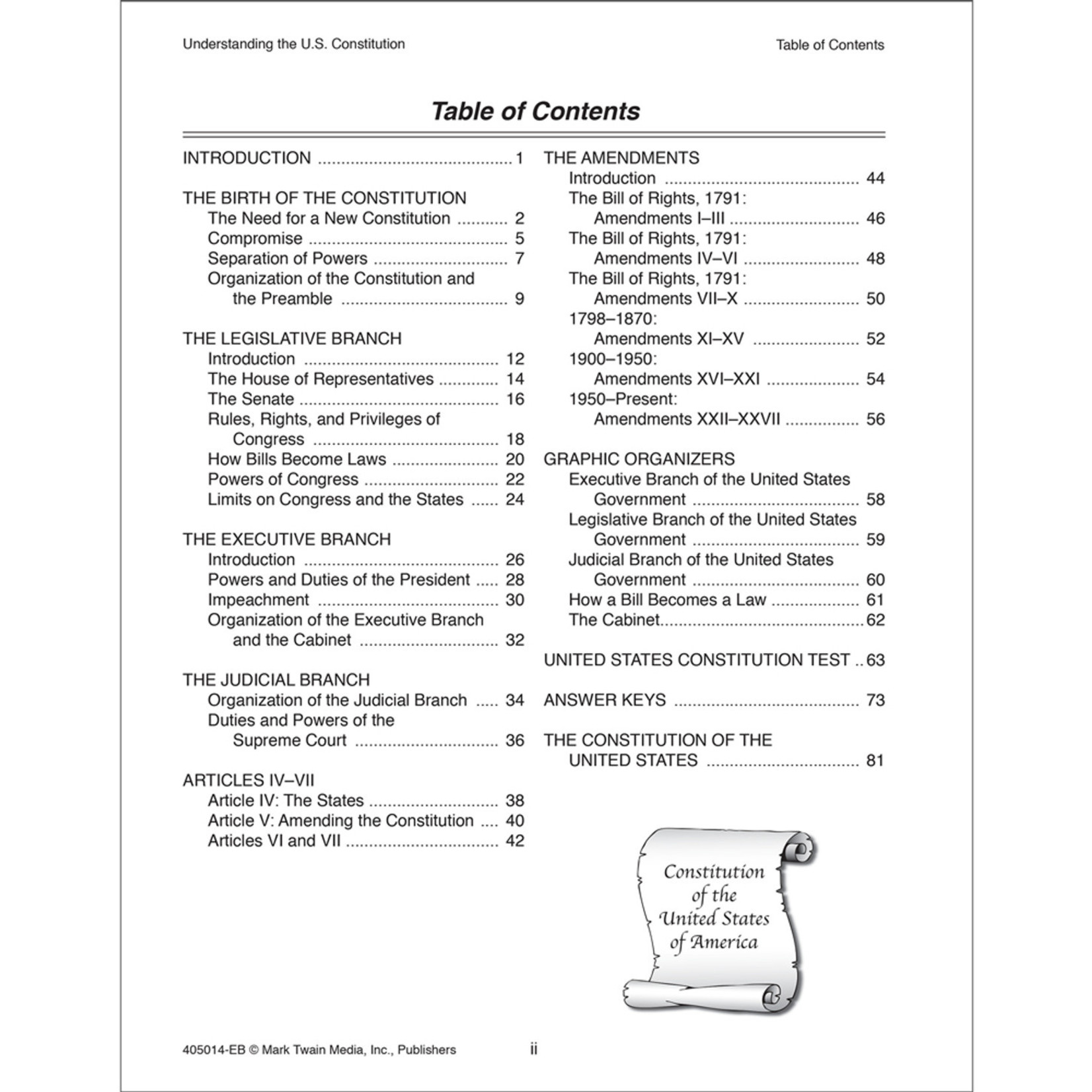 CARSON DELLOSA PUBLISHING CO Understanding the U.S. Constitution Workbook Grade 5-12