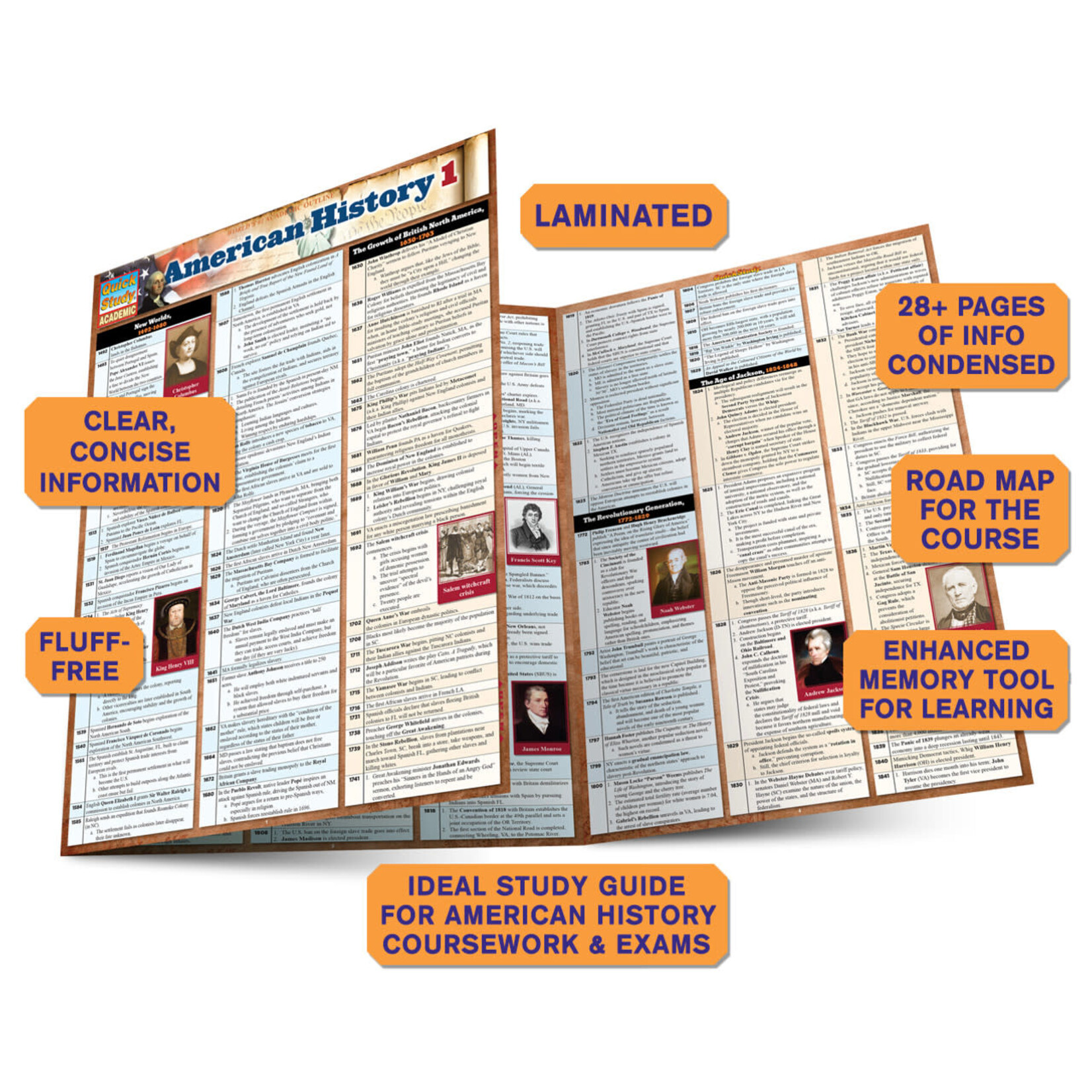 BAR CHARTS QuickStudy: American History 1 Laminated Study Guide