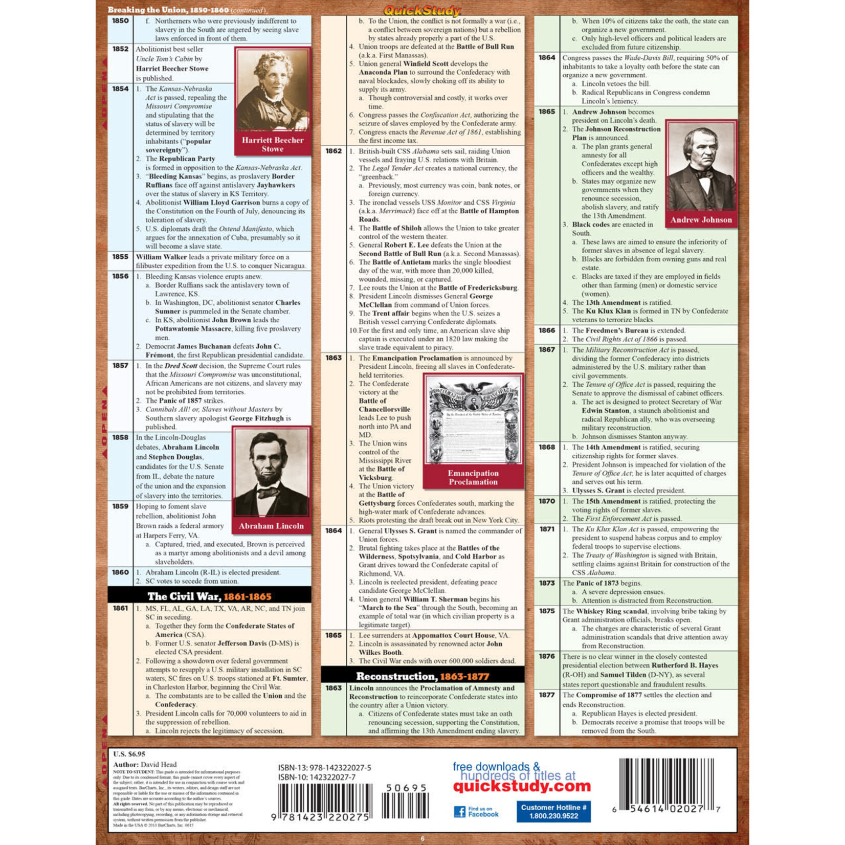 BAR CHARTS QuickStudy: American History 1 Laminated Study Guide