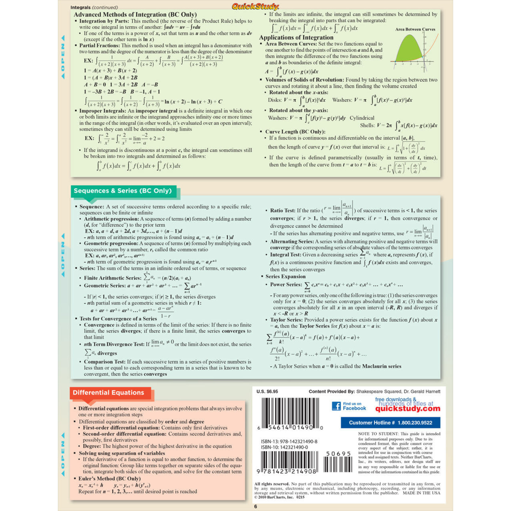 BAR CHARTS QuickStudy: AP Calculus Laminated Study Guide