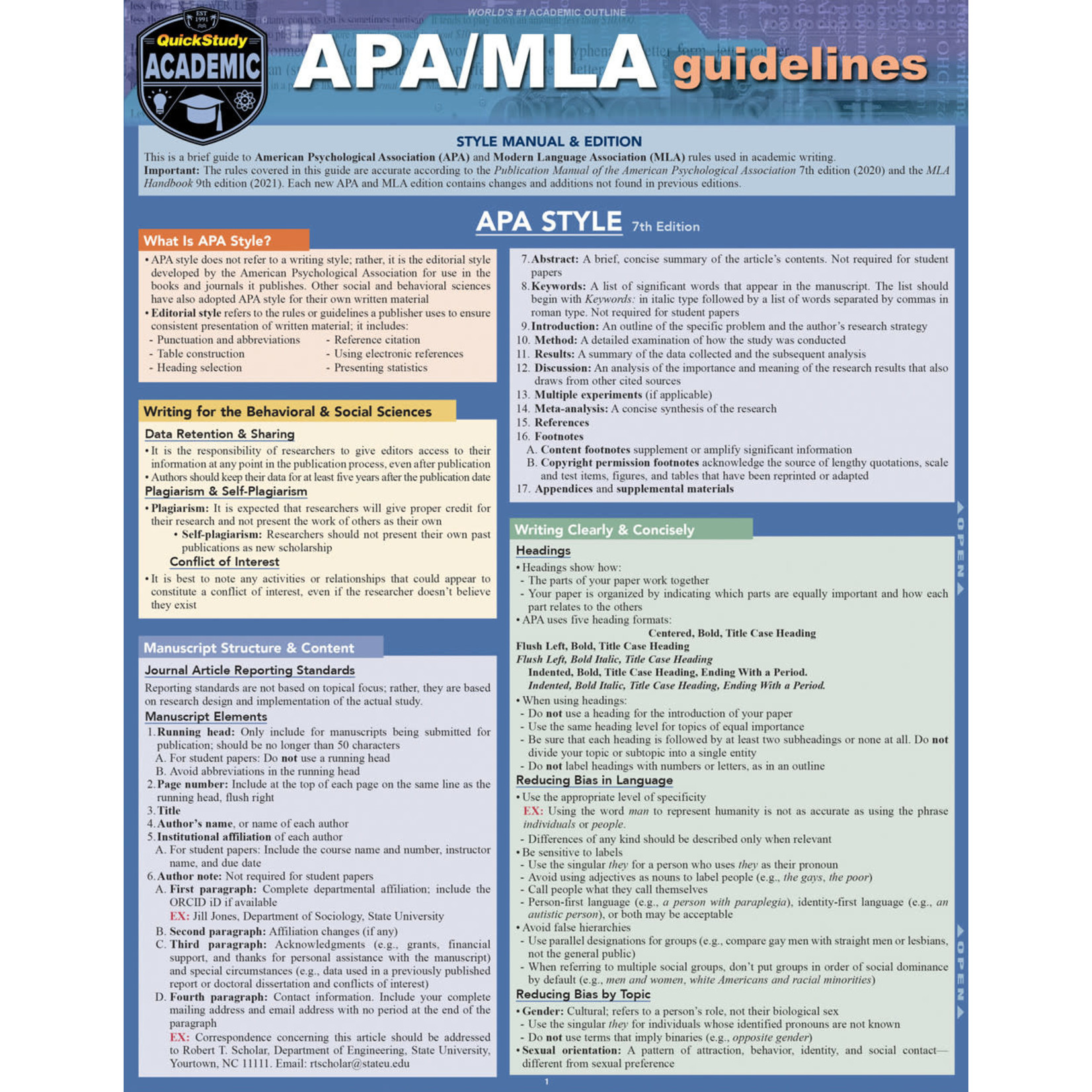BAR CHARTS QuickStudy: APA/MLA Guidelines Laminated Study Guide