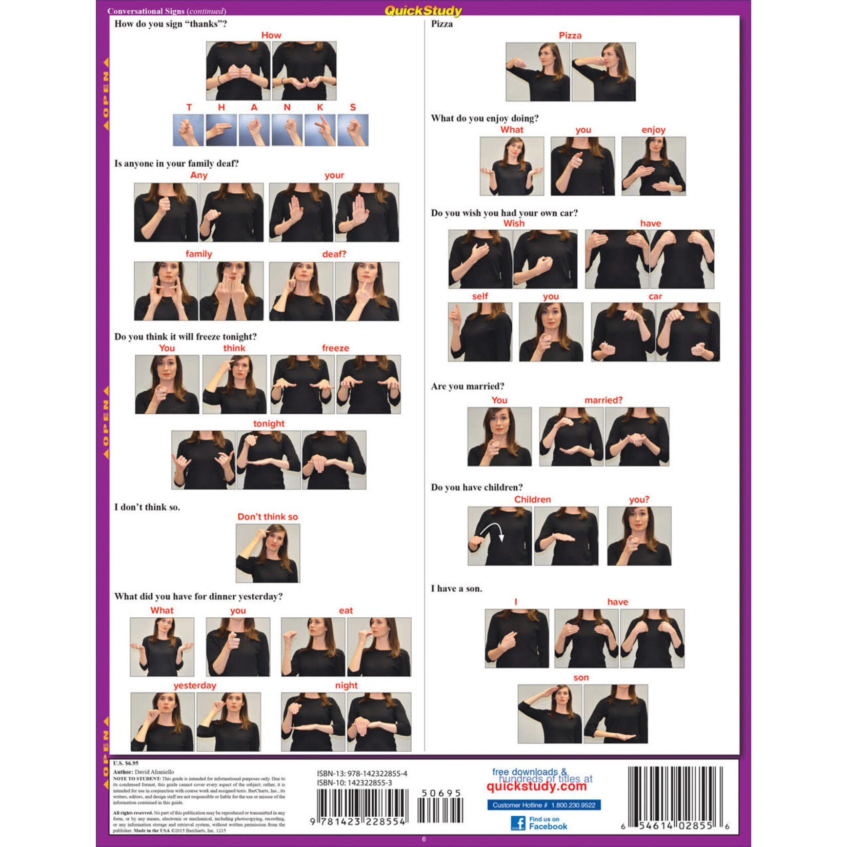 BAR CHARTS QuickStudy: American Sign Language: Conversation Laminated Study Guide
