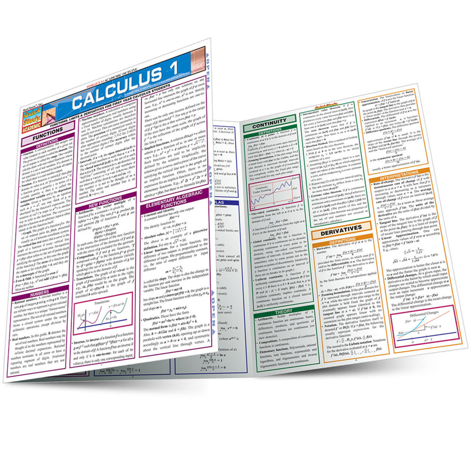 BAR CHARTS QuickStudy: Calculus 1 Laminated Study Guide