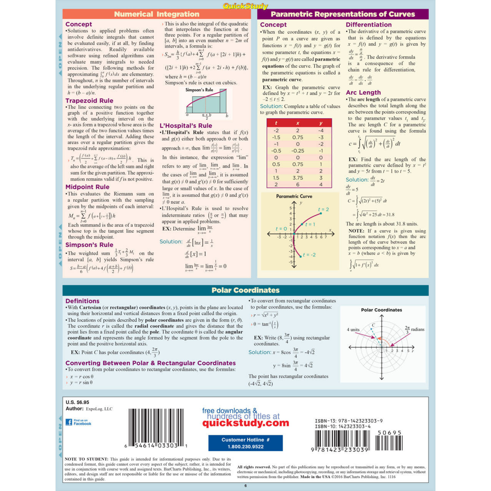 BAR CHARTS QuickStudy: Calculus 2 Laminated Study Guide