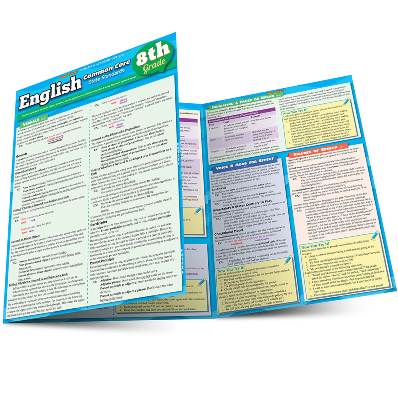 BAR CHARTS QuickStudy: English: Common Core - 8th Grade Laminated Study Guide