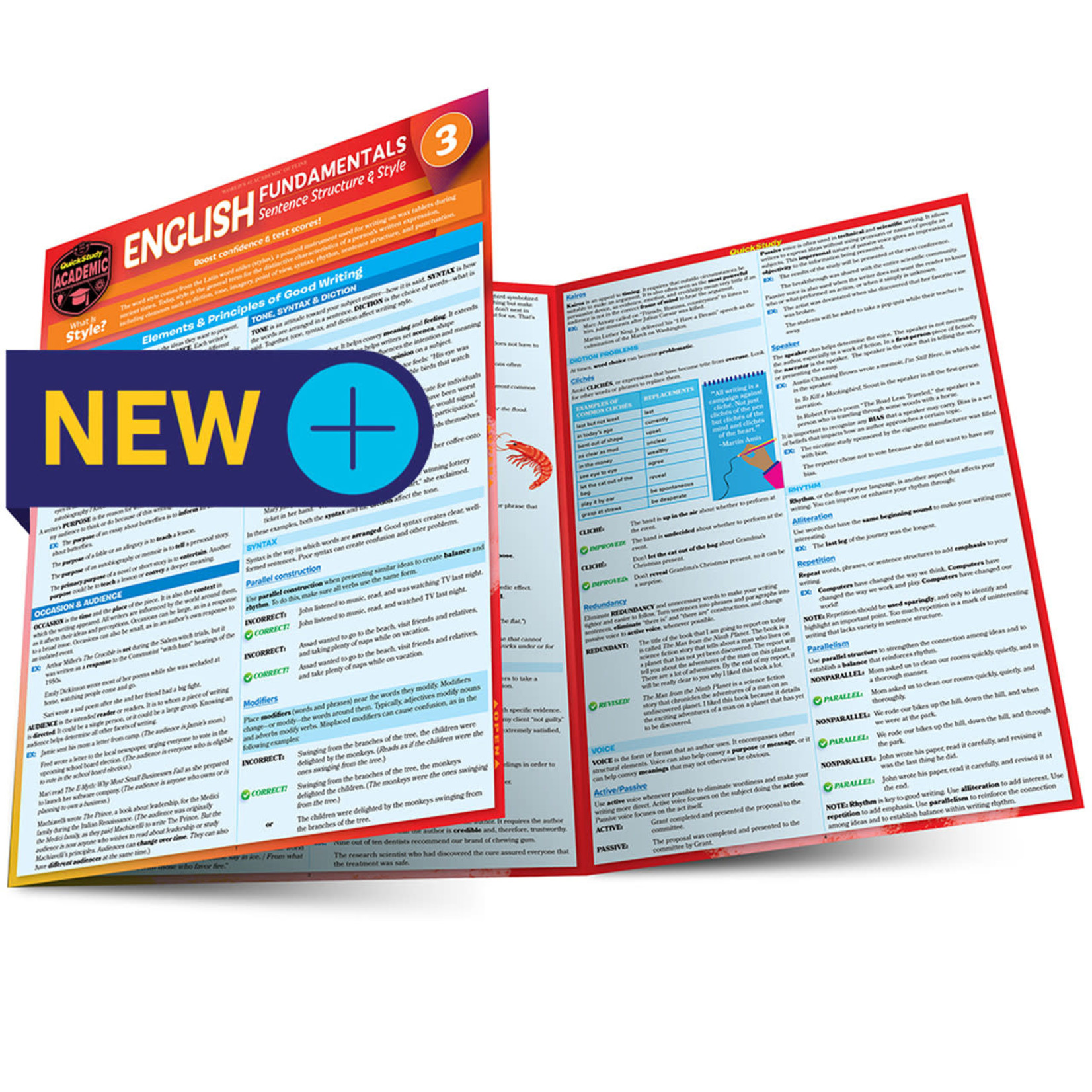 BAR CHARTS QuickStudy: English Fundamentals 3: Sentence Structure & Style Laminated Study Guide