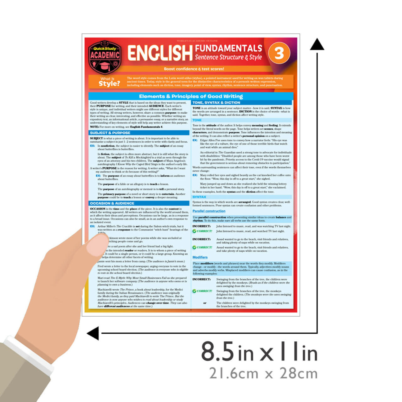 BAR CHARTS QuickStudy: English Fundamentals 3: Sentence Structure & Style Laminated Study Guide