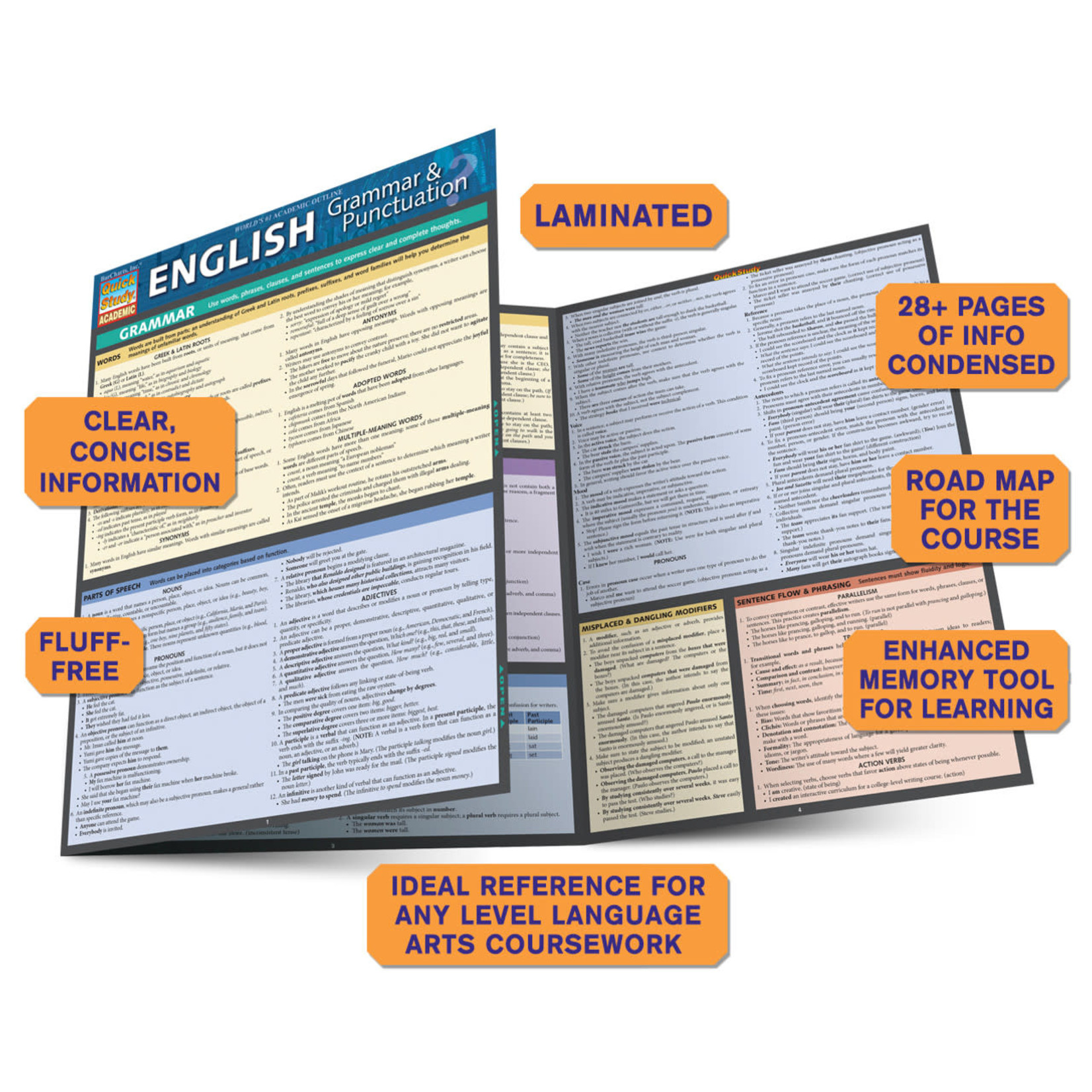 BAR CHARTS QuickStudy: English: Grammar & Punctuation Laminated Study Guide
