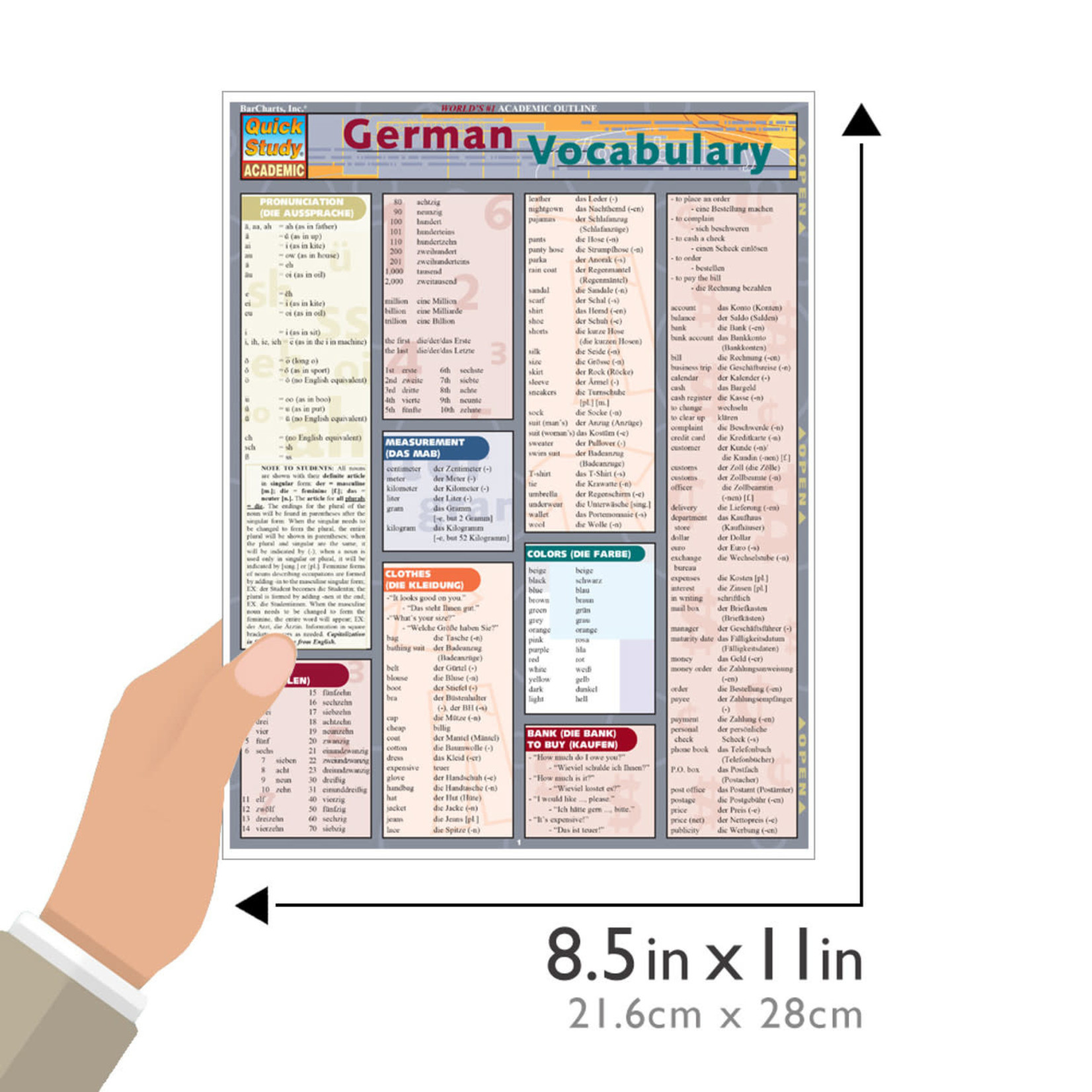 BAR CHARTS QuickStudy | German Vocabulary Laminated Study Guide