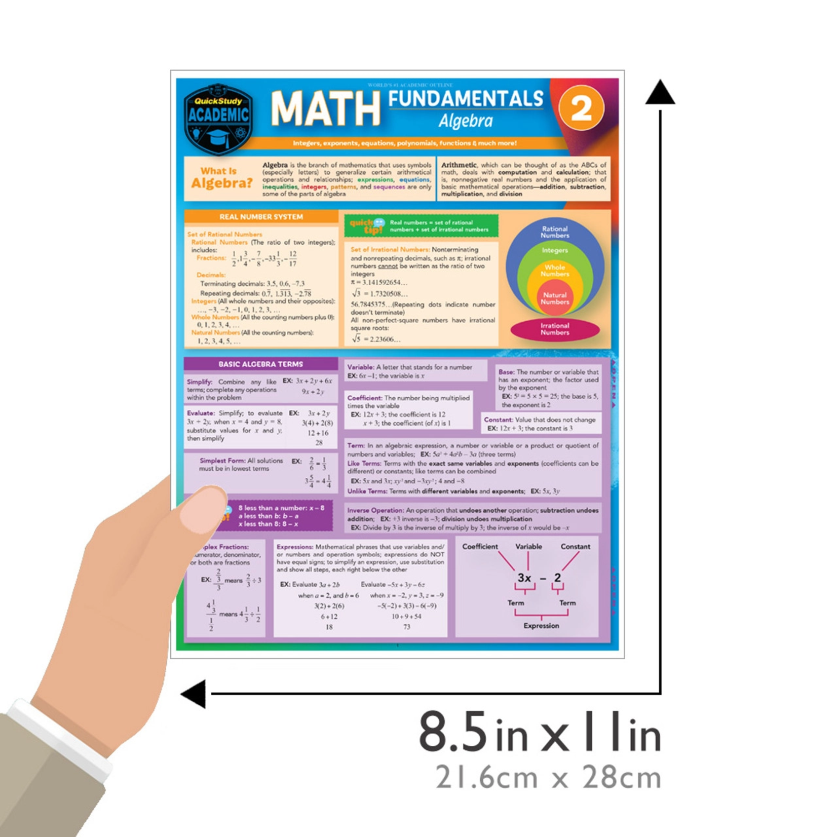 BAR CHARTS QuickStudy: Math Fundamentals 2: Algebra Laminated Study Guide