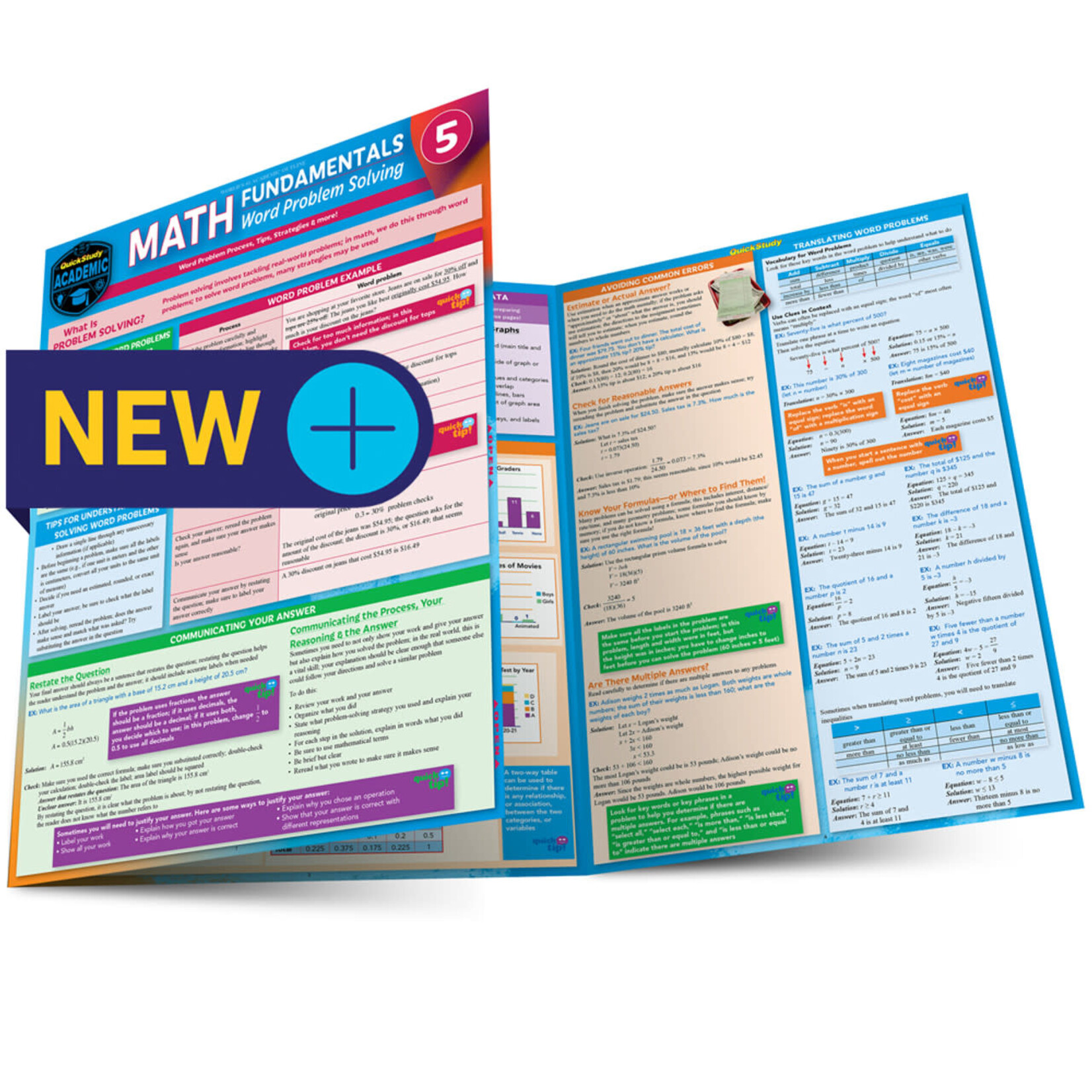 BAR CHARTS QuickStudy: Math Fundamentals 5: Word Problem Solving Laminated Study Guide