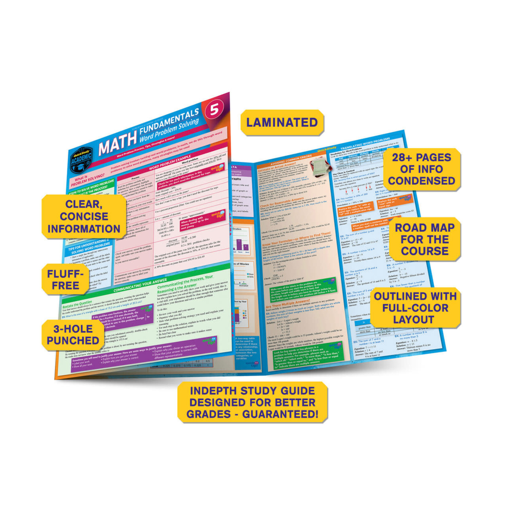 BAR CHARTS QuickStudy: Math Fundamentals 5: Word Problem Solving Laminated Study Guide