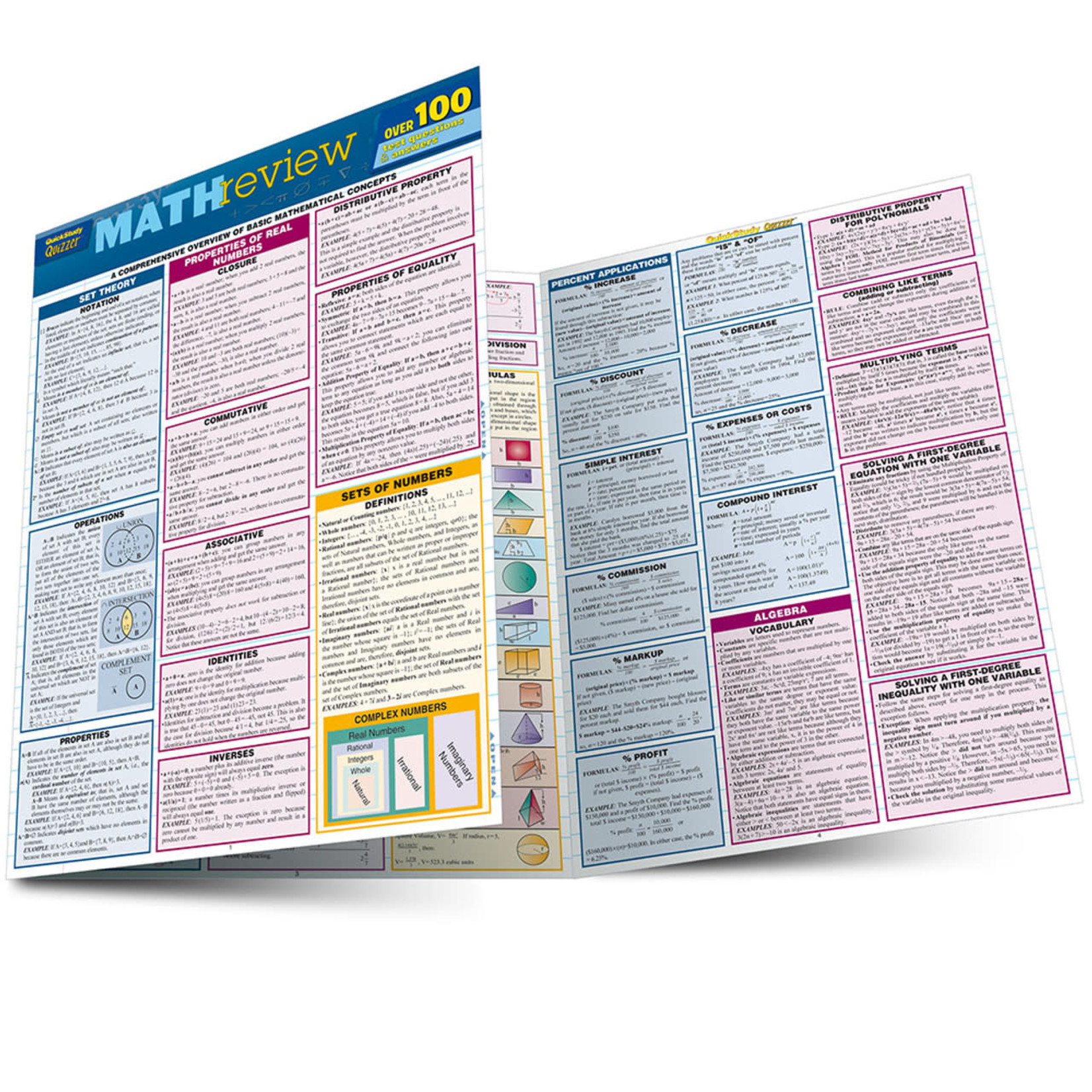 BAR CHARTS QuickStudy: Math Review Quizzer Laminated Study Guide