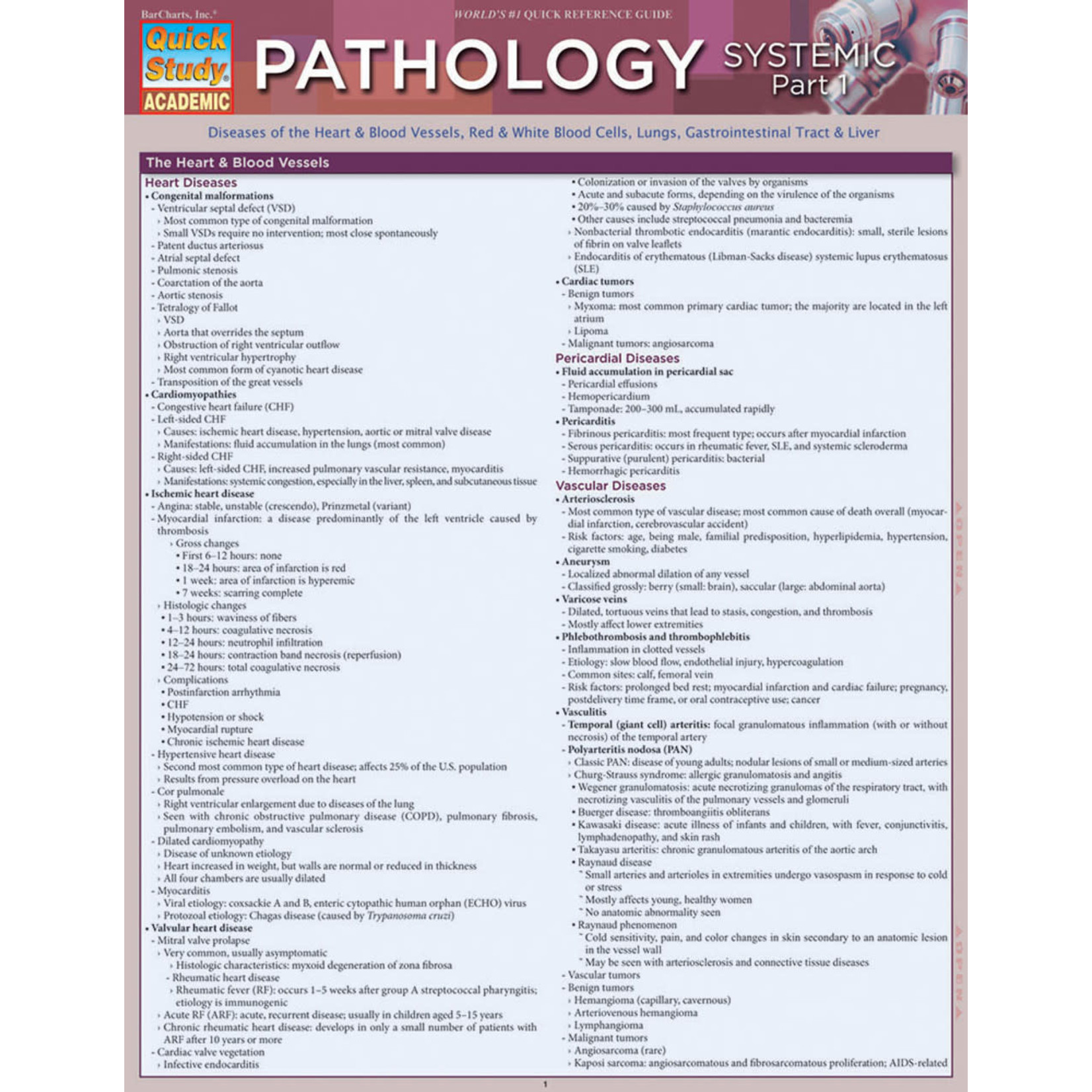 BAR CHARTS QuickStudy: Pathology: Systemic 1 Laminated Study Guide