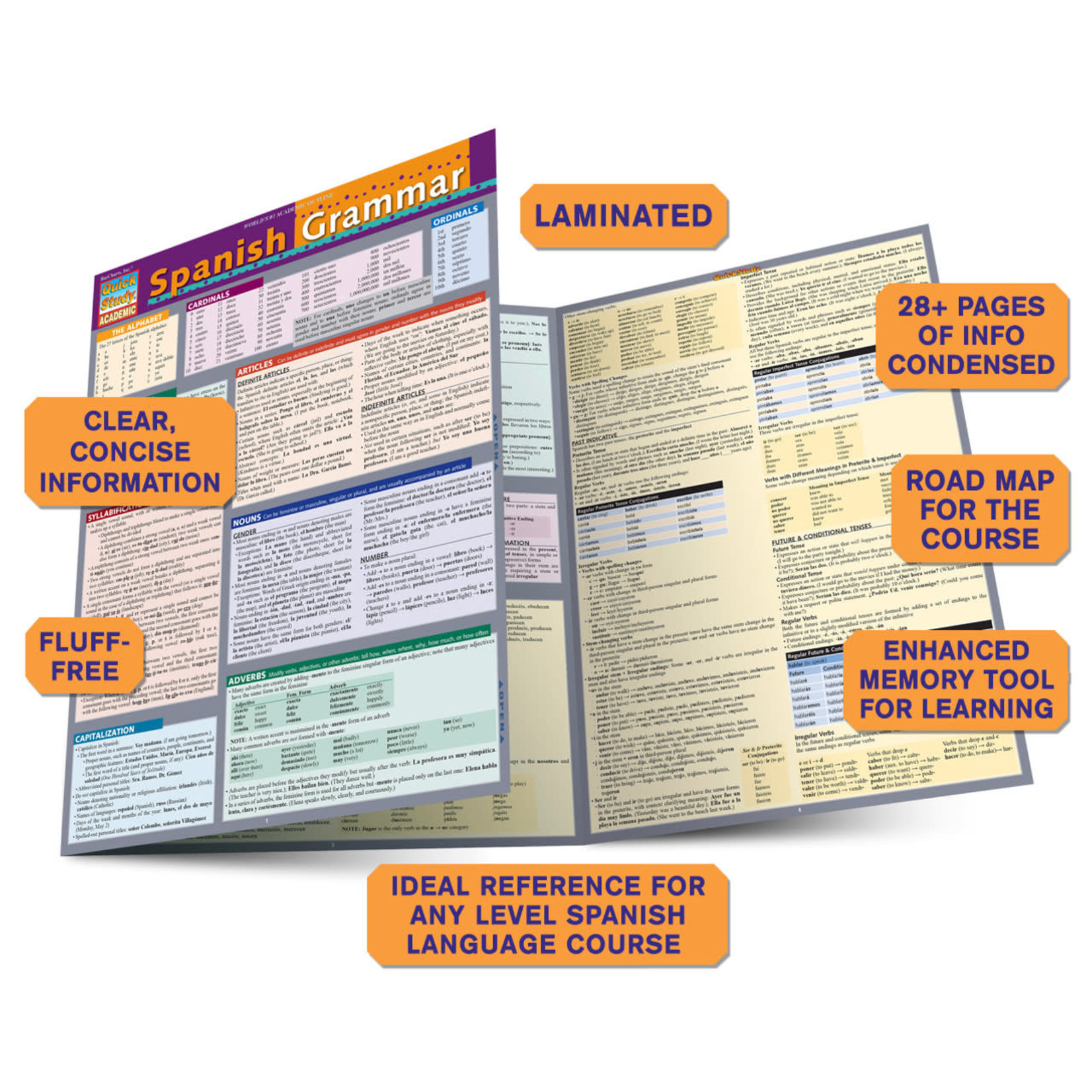 BAR CHARTS QuickStudy: Spanish Grammar Laminated Study Guide