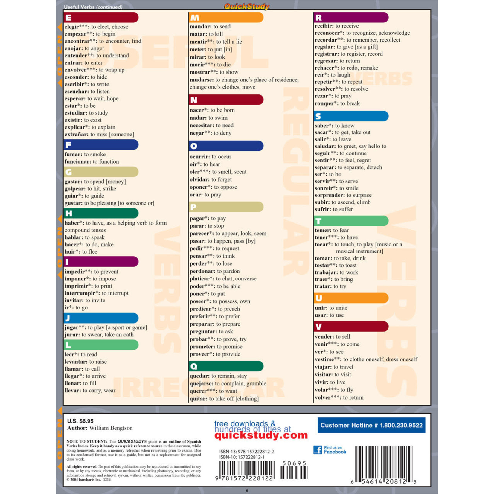 BAR CHARTS QuickStudy: Spanish Verbs Laminated Study Guide