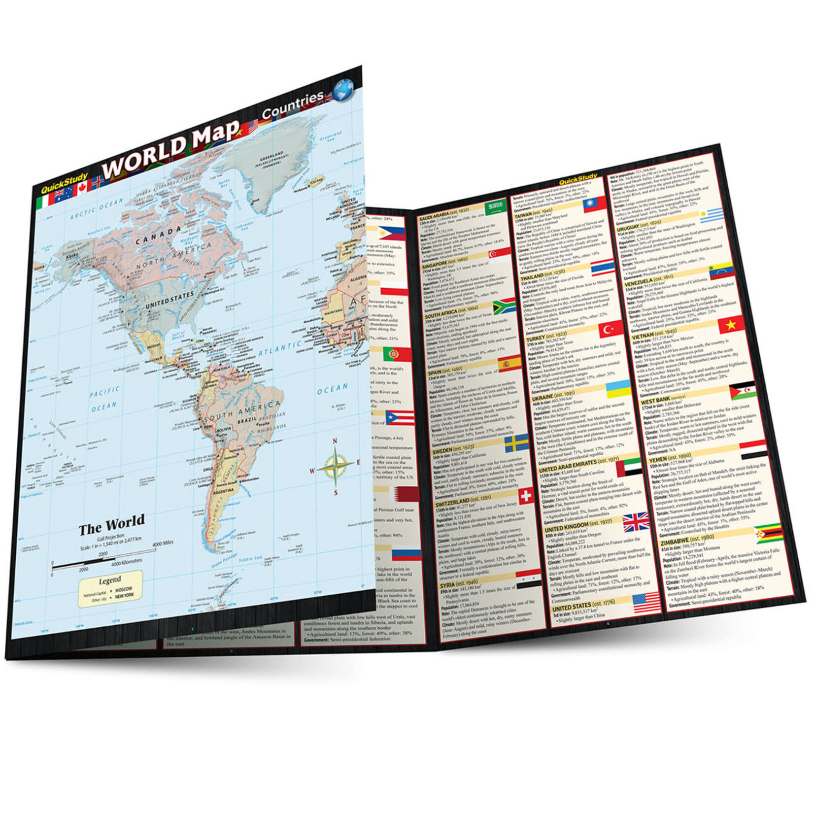 BAR CHARTS QuickStudy | World Map: Countries Laminated Reference Guide