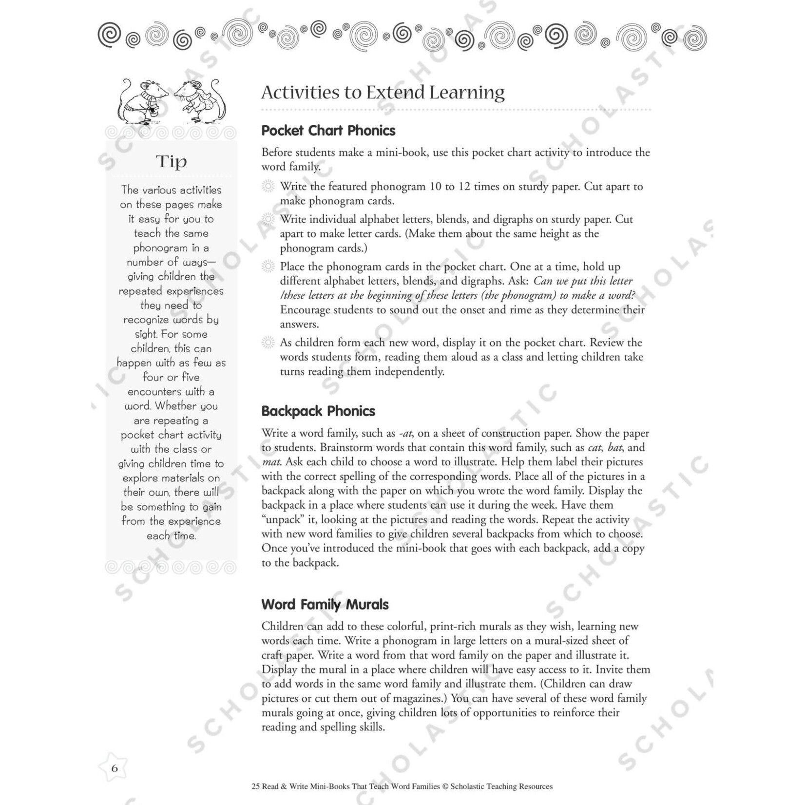 SCHOLASTIC TEACHING RESOURCES 25 Read & Write Mini-Books That Teach Word Families