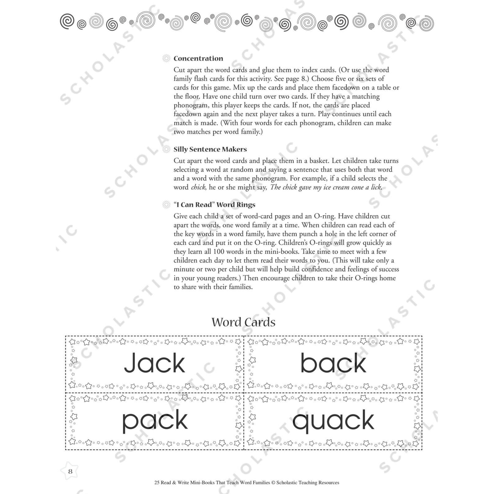 SCHOLASTIC TEACHING RESOURCES 25 Read & Write Mini-Books That Teach Word Families