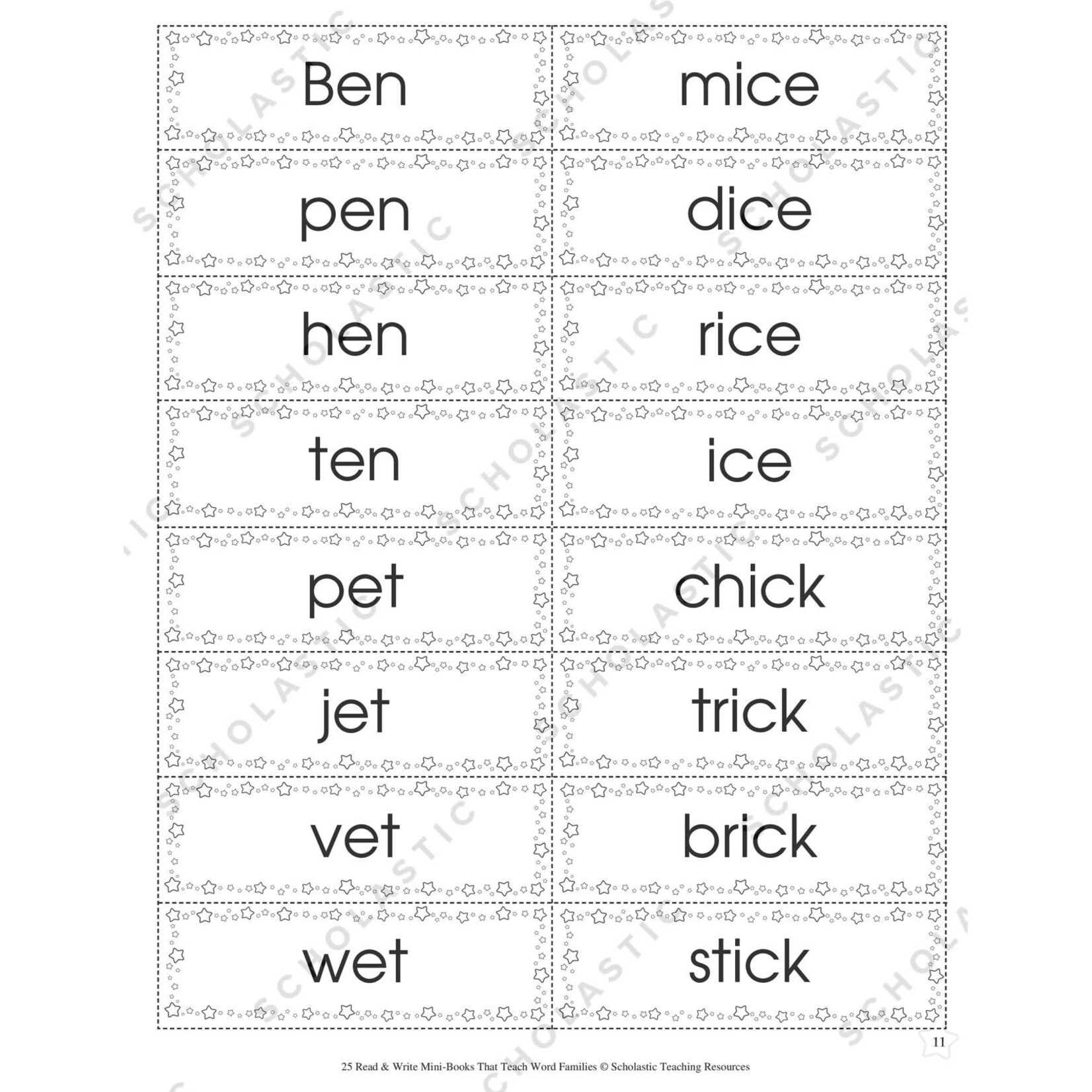 SCHOLASTIC TEACHING RESOURCES 25 Read & Write Mini-Books That Teach Word Families