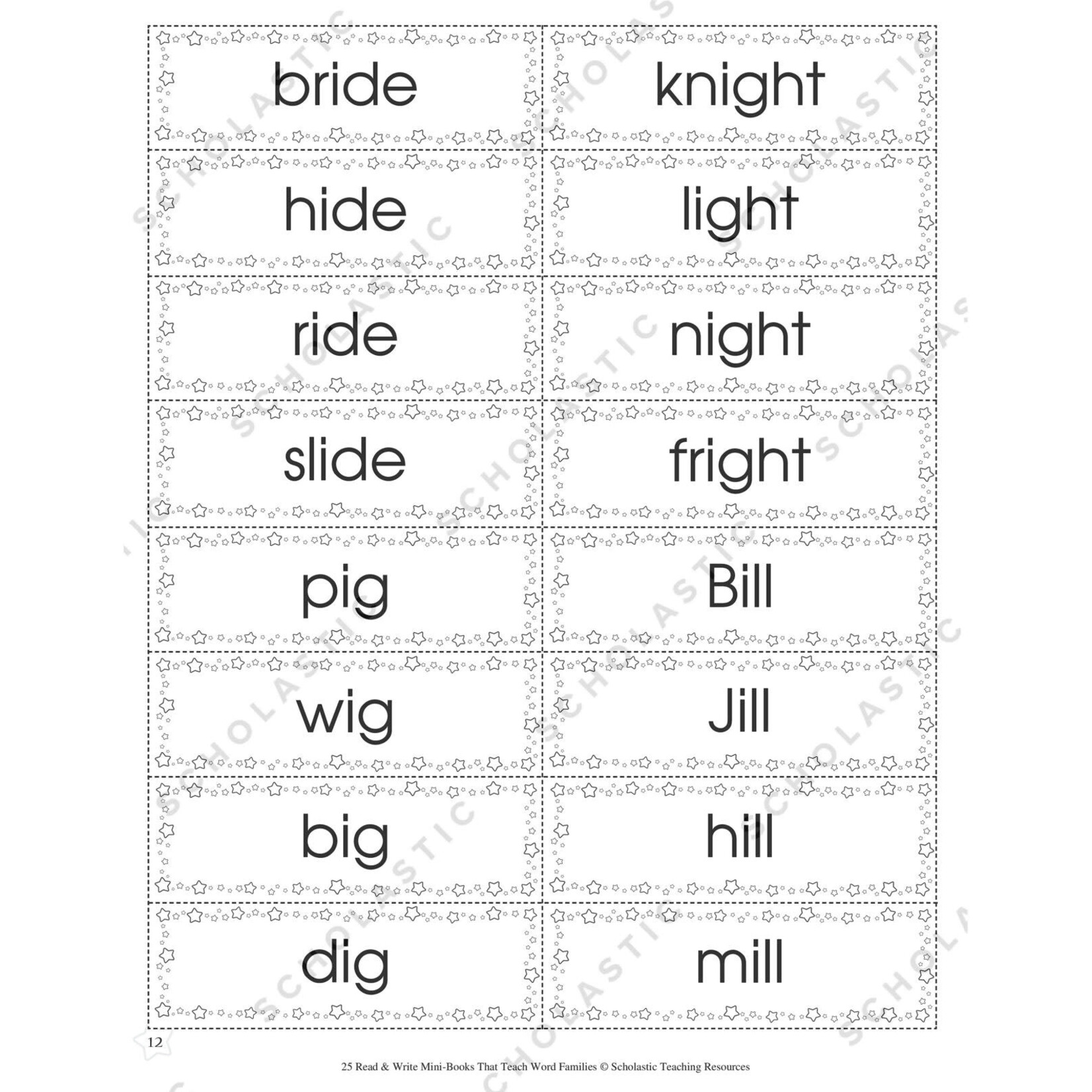 SCHOLASTIC TEACHING RESOURCES 25 Read & Write Mini-Books That Teach Word Families