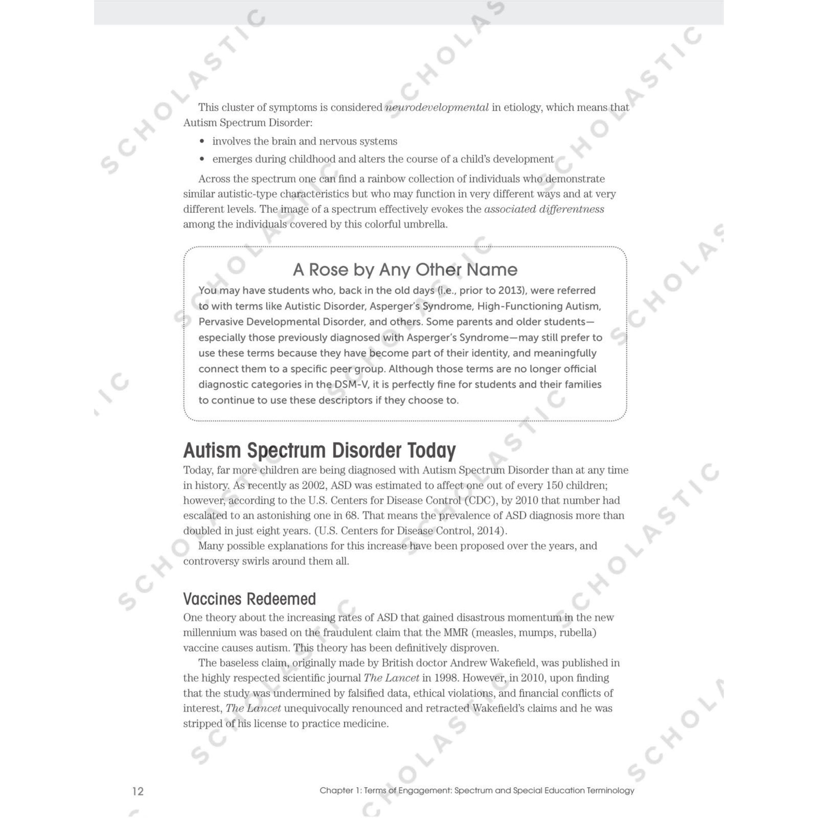 SCHOLASTIC TEACHING RESOURCES Autism Spectrum Disorder in the Inclusive Classroom