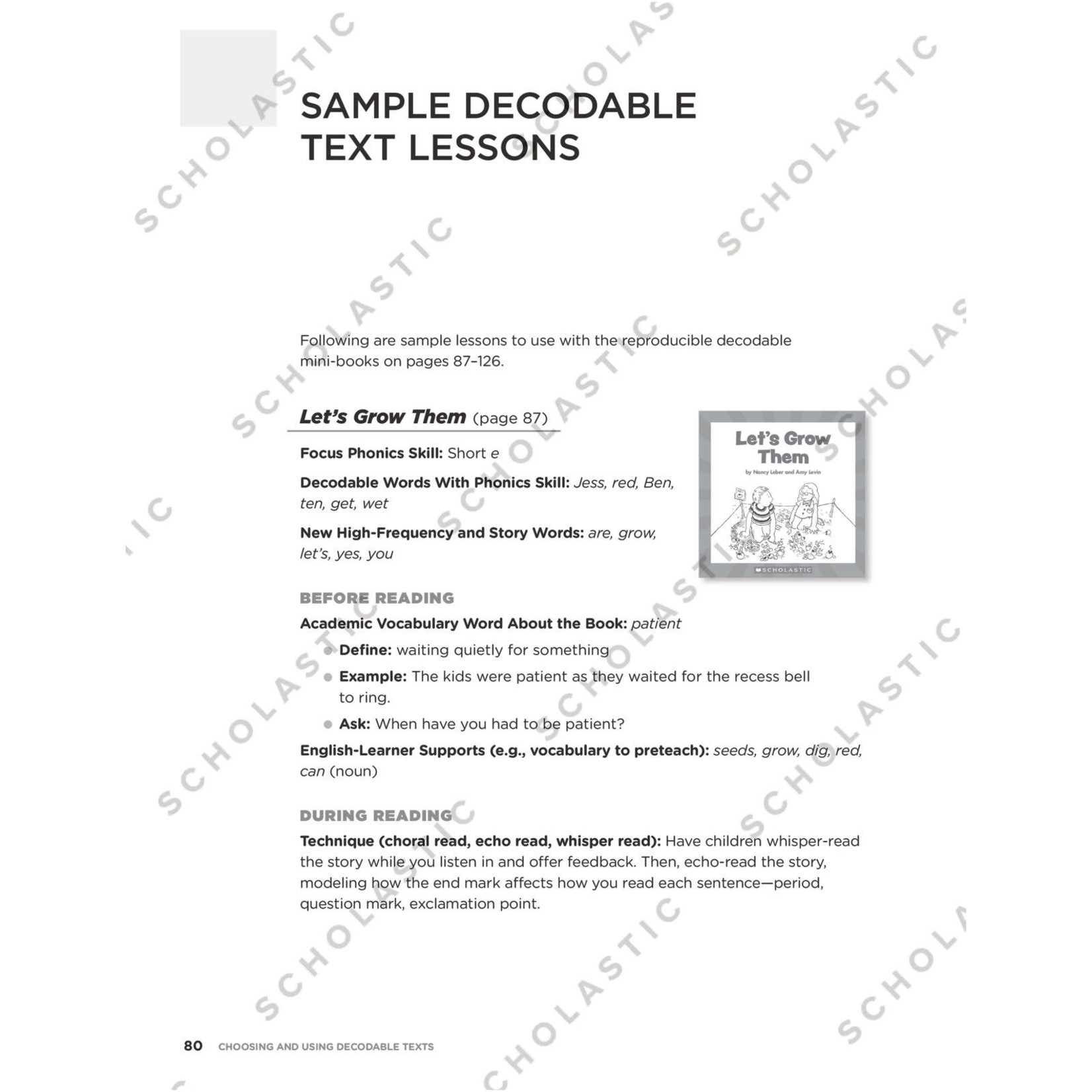SCHOLASTIC TEACHING RESOURCES Choosing and Using Decodable Texts