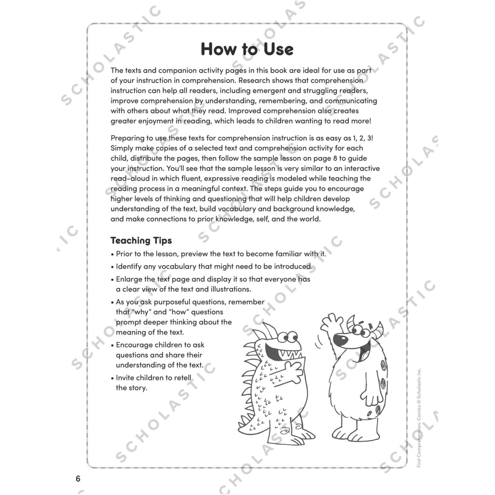 SCHOLASTIC TEACHING RESOURCES First Comprehension: Comics