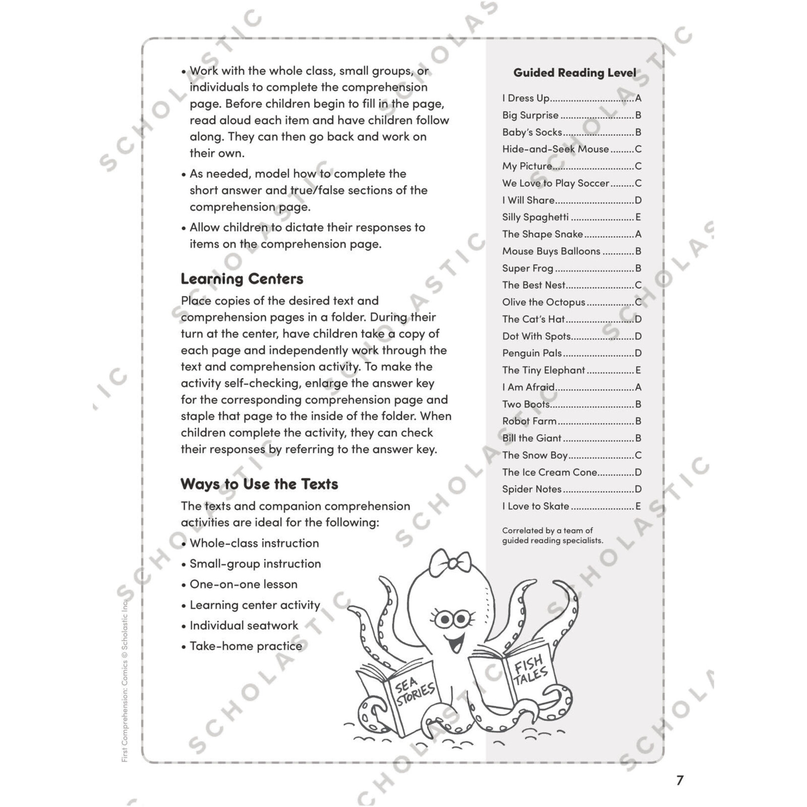 SCHOLASTIC TEACHING RESOURCES First Comprehension: Comics