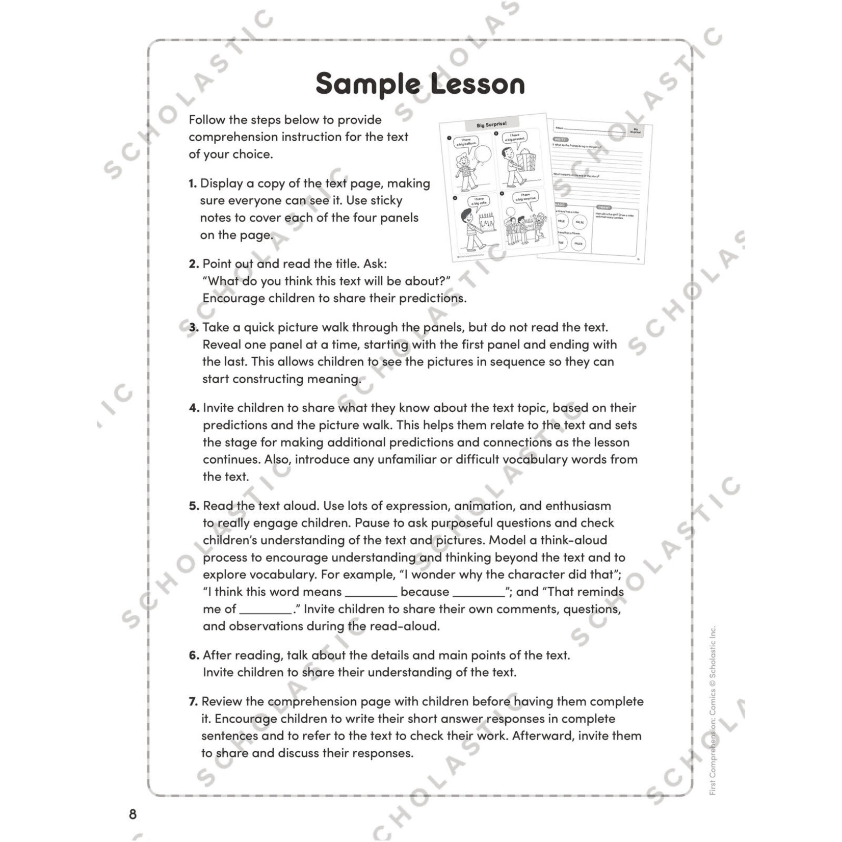 SCHOLASTIC TEACHING RESOURCES First Comprehension: Comics