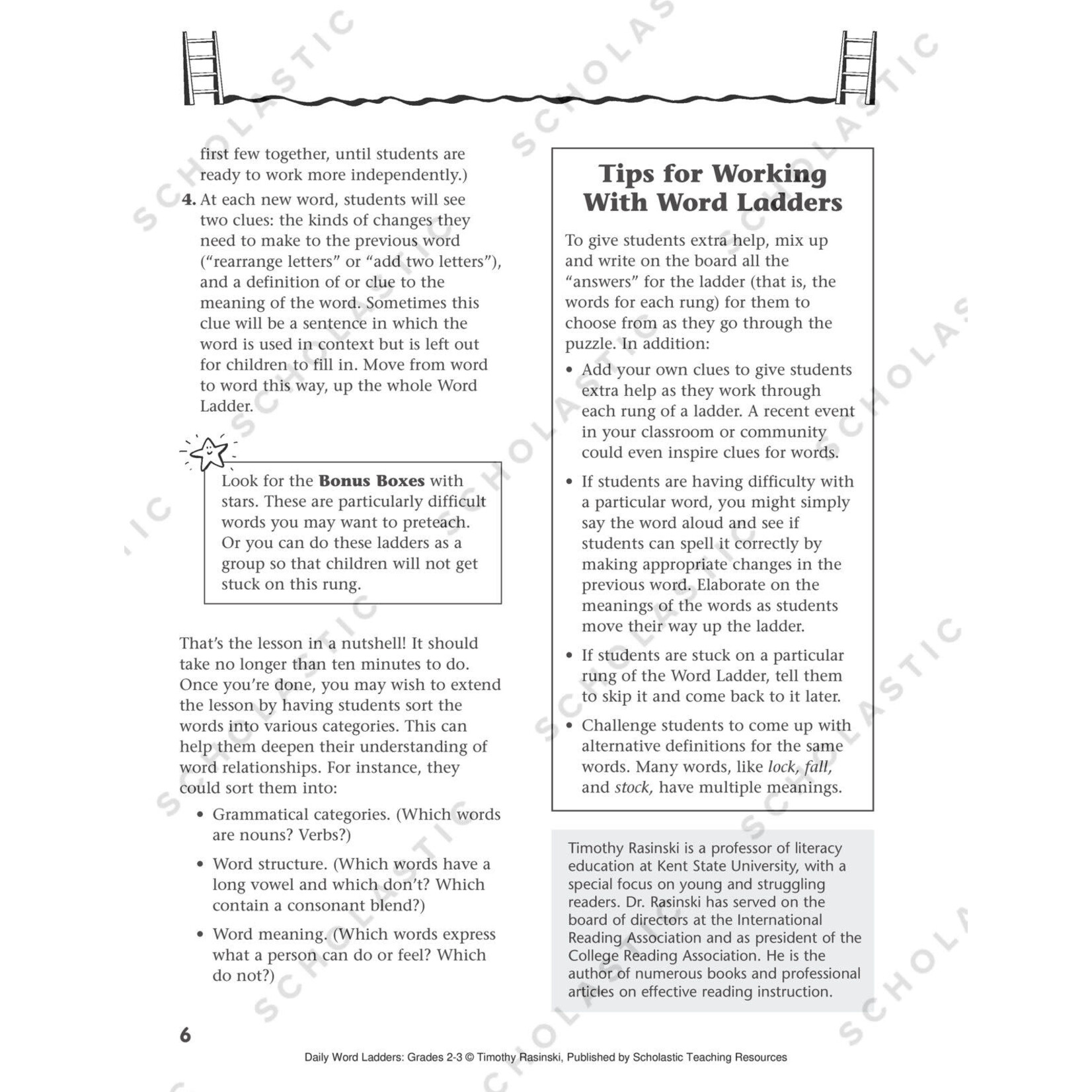 SCHOLASTIC TEACHING RESOURCES Daily Word Ladders: Grades 2-3