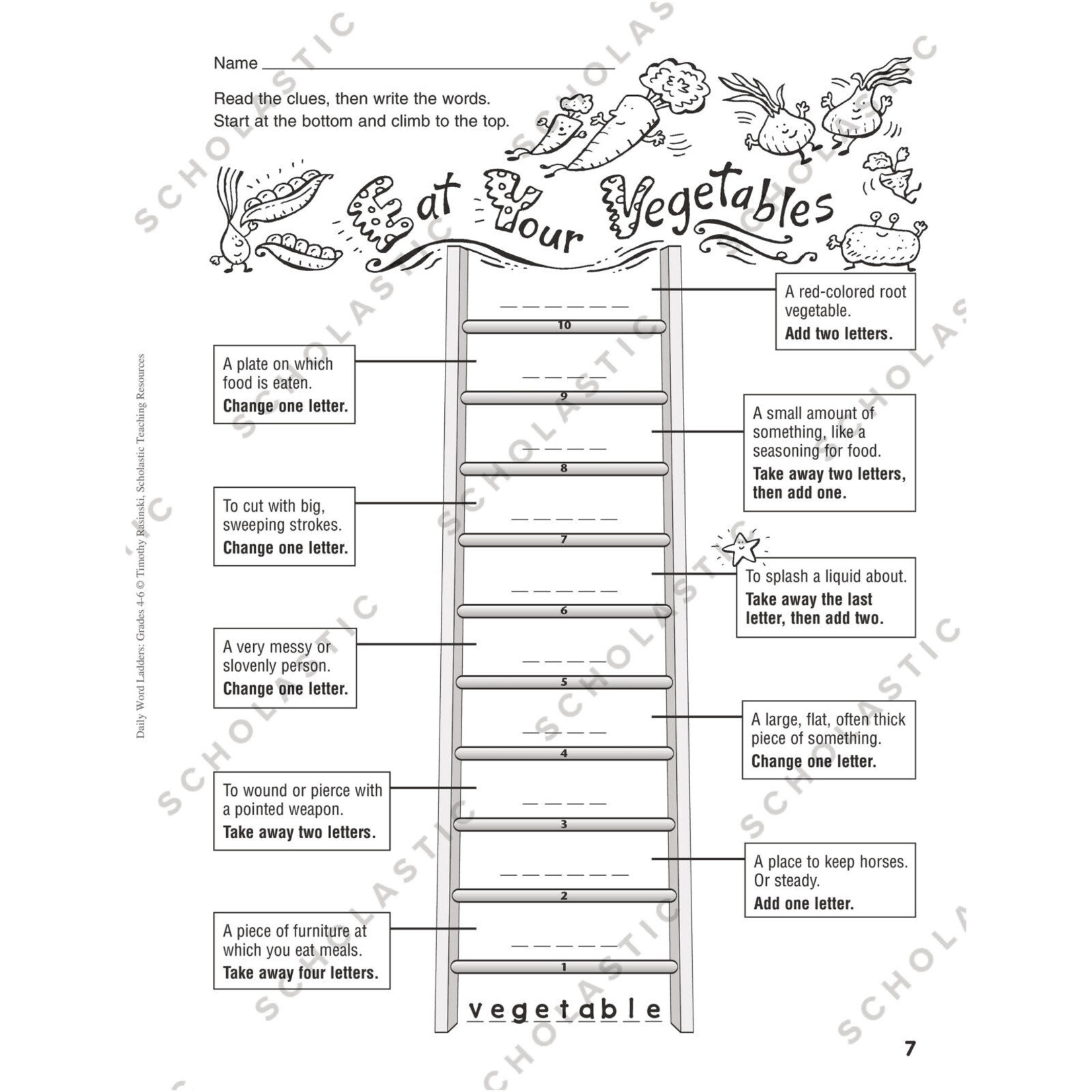 SCHOLASTIC TEACHING RESOURCES Daily Word Ladders: Grades 4-6