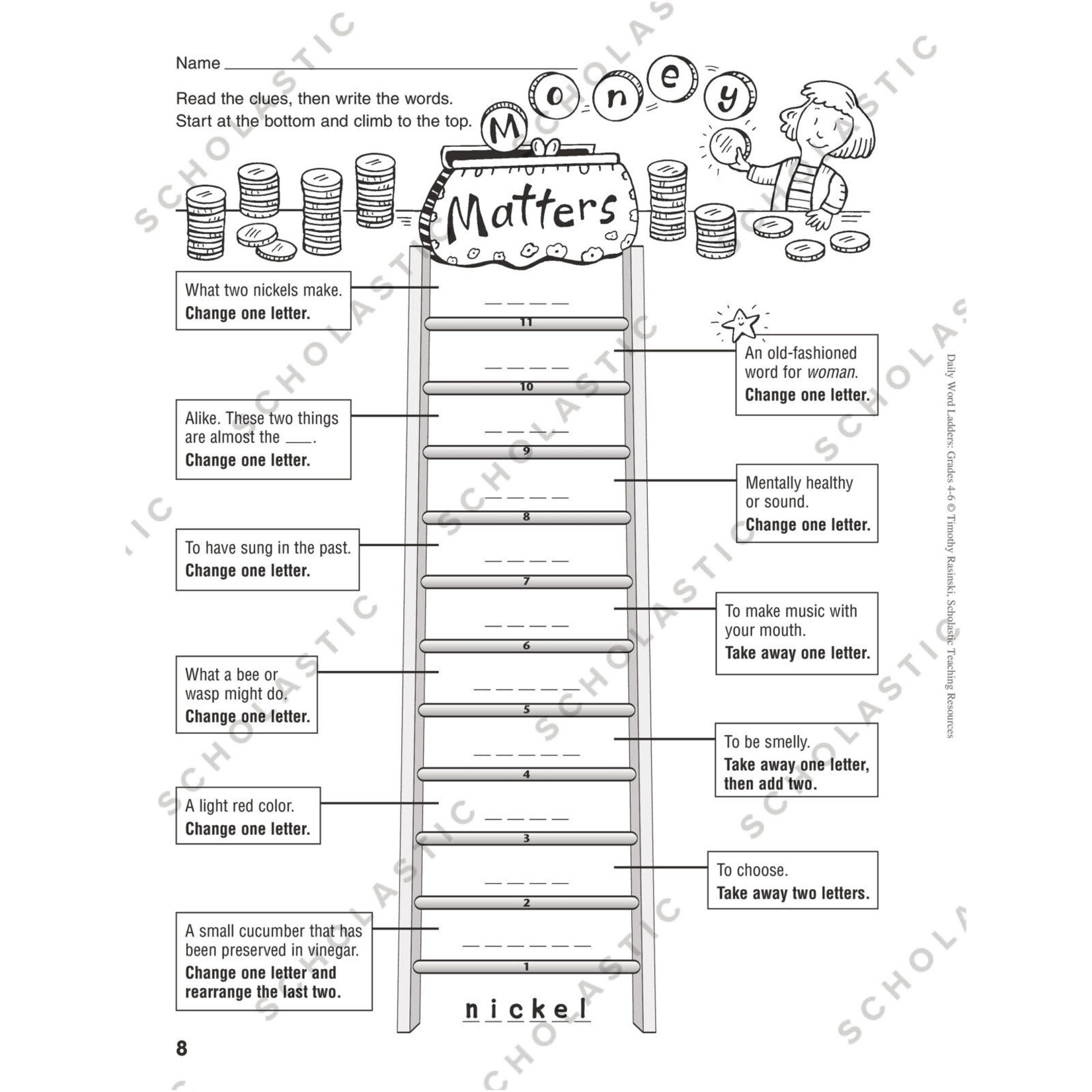 SCHOLASTIC TEACHING RESOURCES Daily Word Ladders: Grades 4-6
