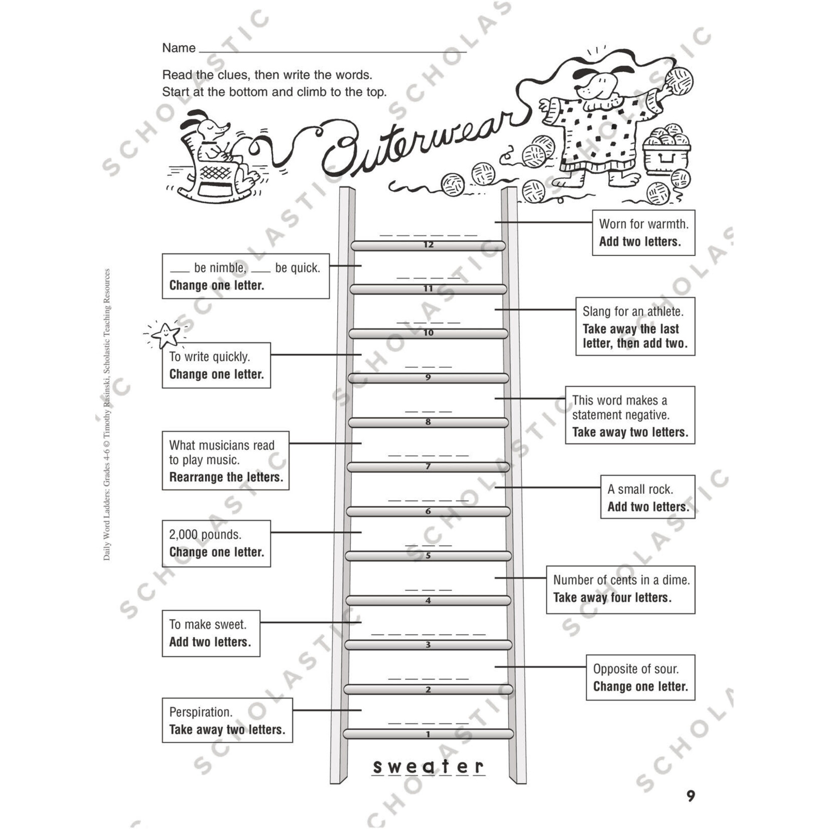 SCHOLASTIC TEACHING RESOURCES Daily Word Ladders: Grades 4-6