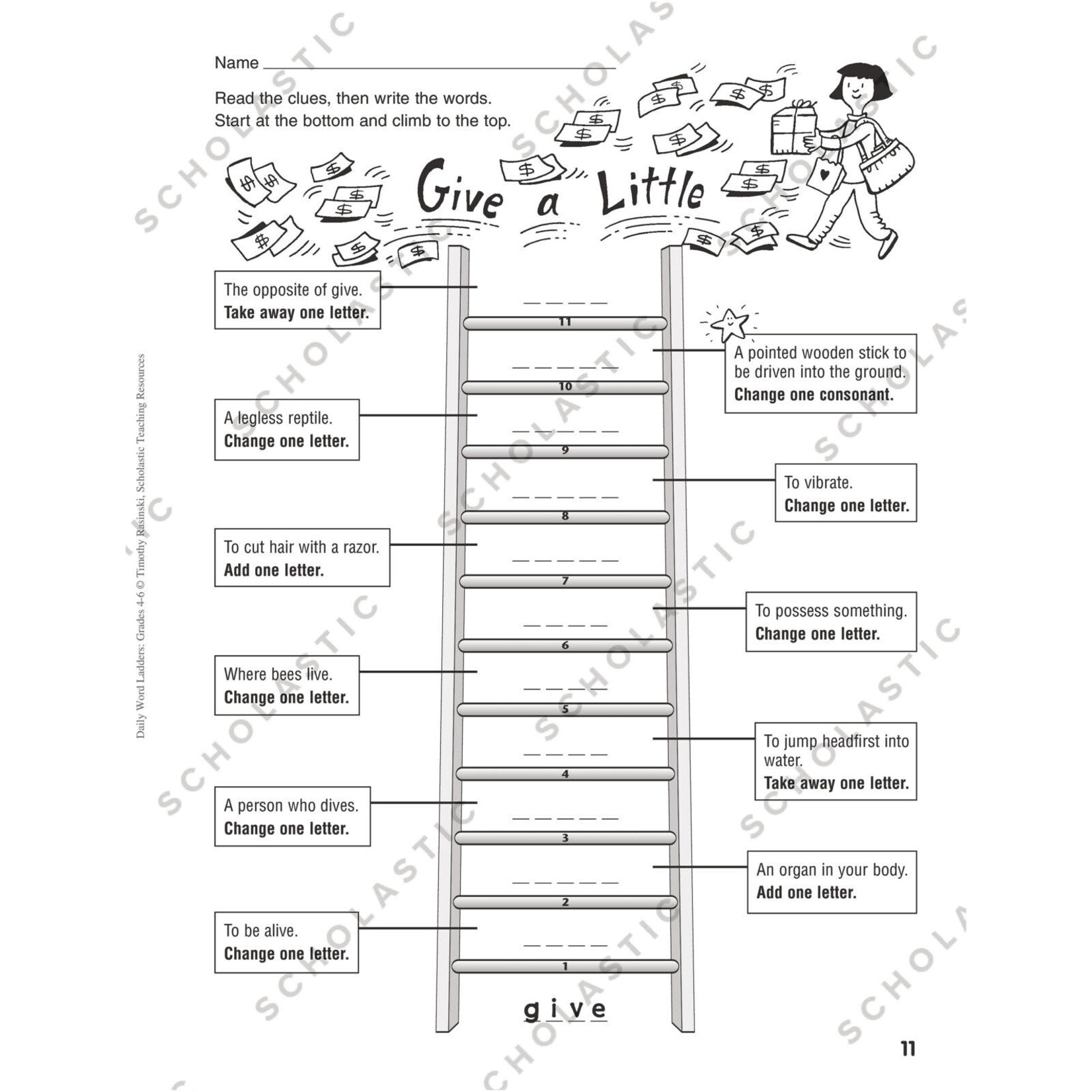 SCHOLASTIC TEACHING RESOURCES Daily Word Ladders: Grades 4-6
