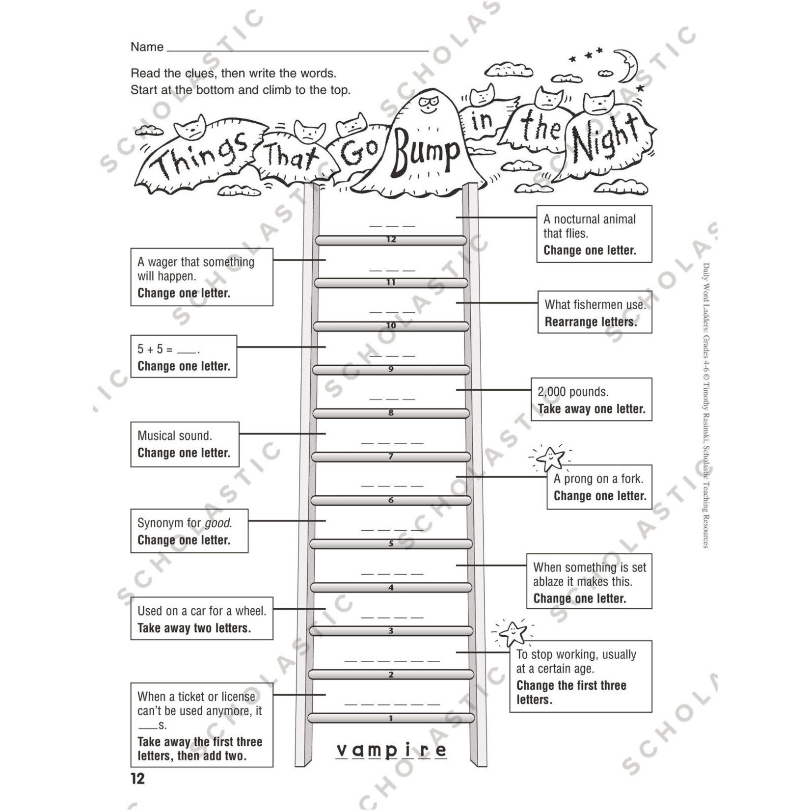 SCHOLASTIC TEACHING RESOURCES Daily Word Ladders: Grades 4-6