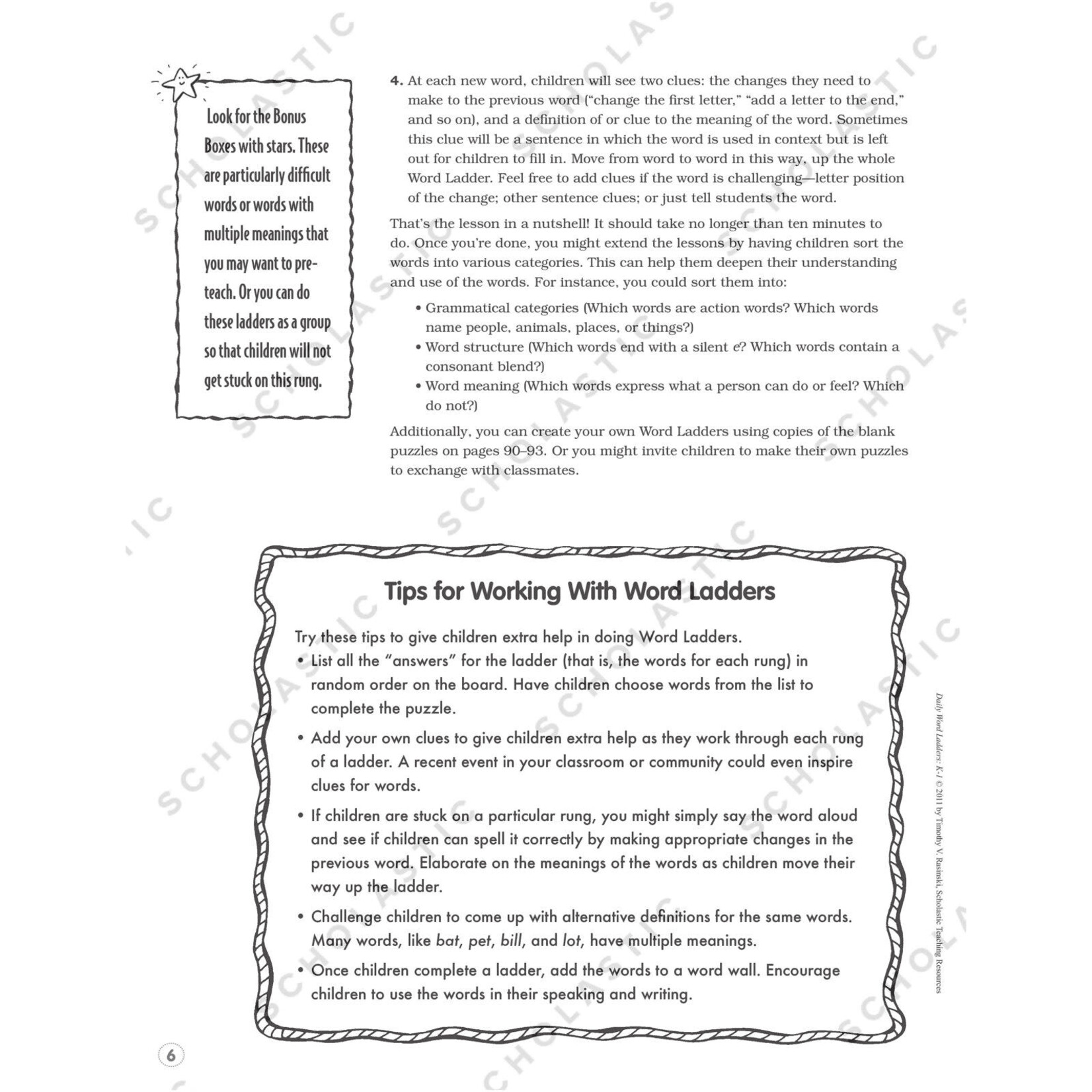 SCHOLASTIC TEACHING RESOURCES Daily Word Ladders: Grades K-1