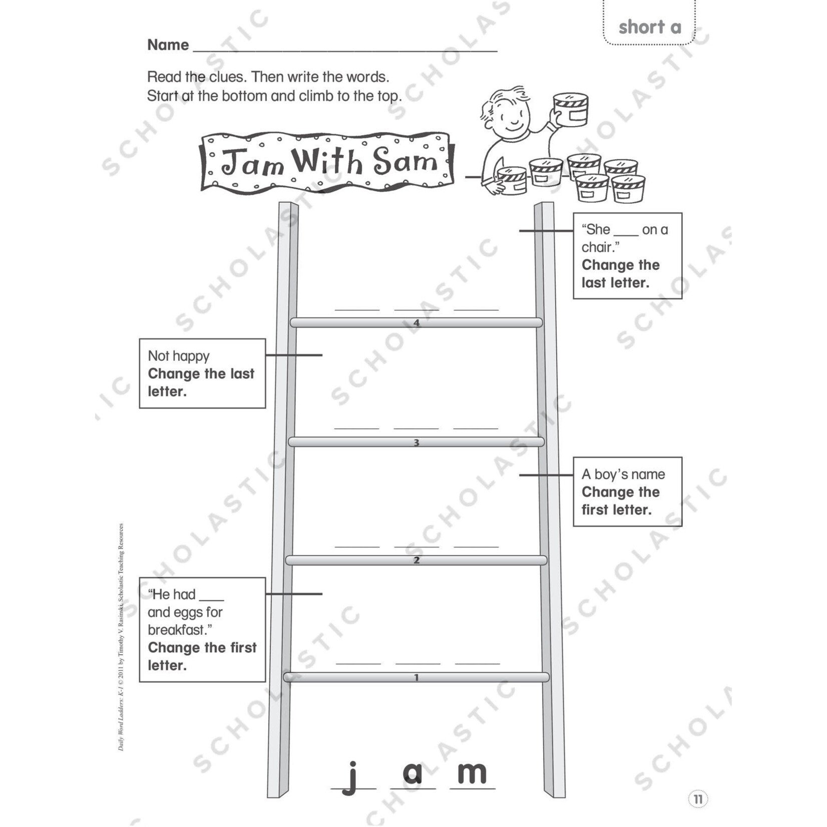 SCHOLASTIC TEACHING RESOURCES Daily Word Ladders: Grades K-1