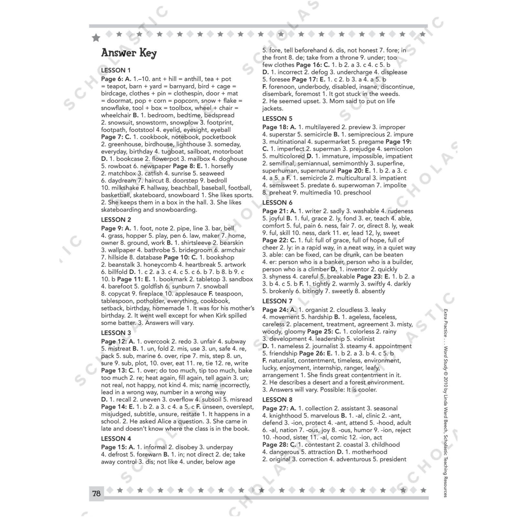 SCHOLASTIC TEACHING RESOURCES Extra Practice for Struggling Readers: Word Study
